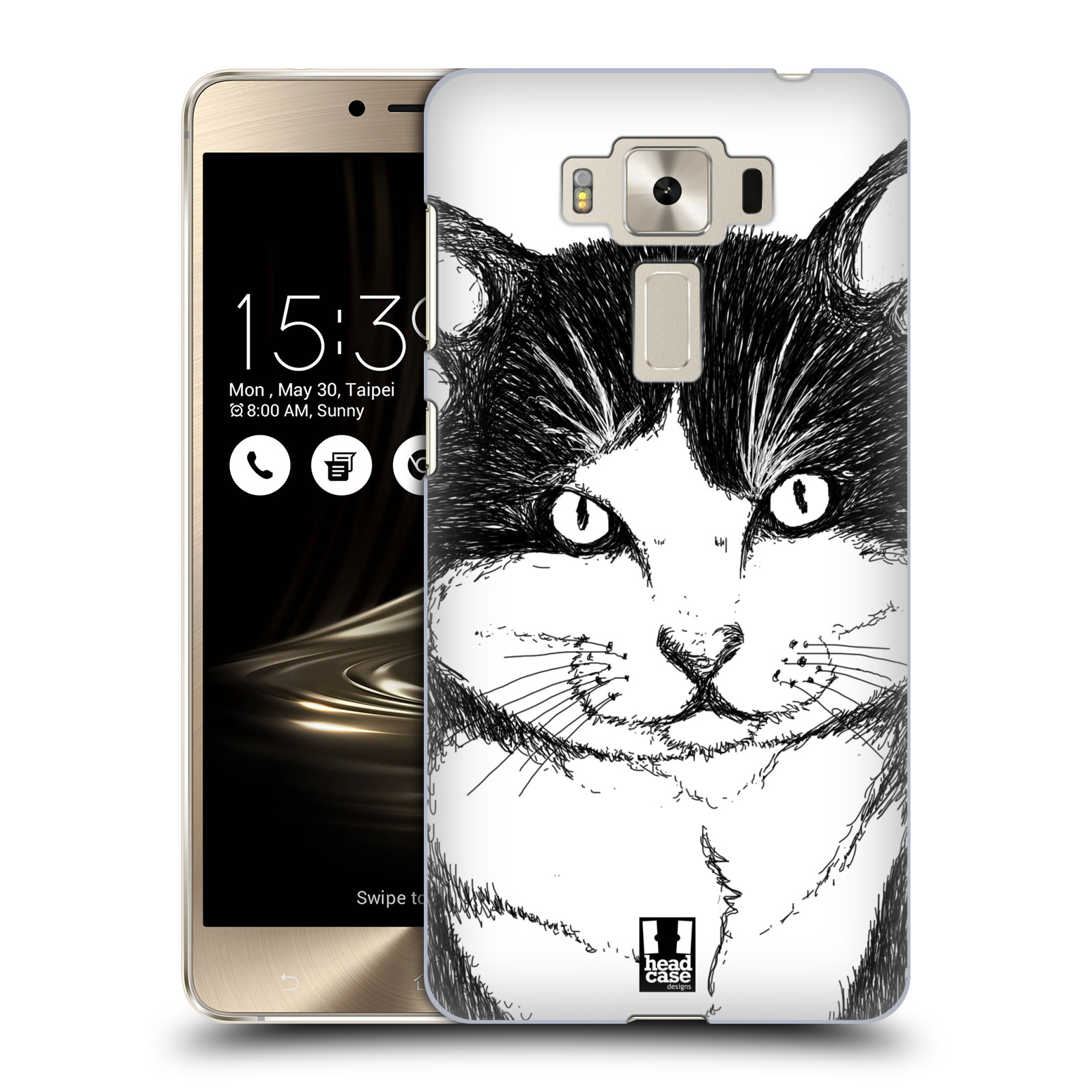 HEAD CASE plastový obal na mobil Asus Zenfone 3 DELUXE ZS550KL vzor Kreslená zvířátka černá a bílá kočka