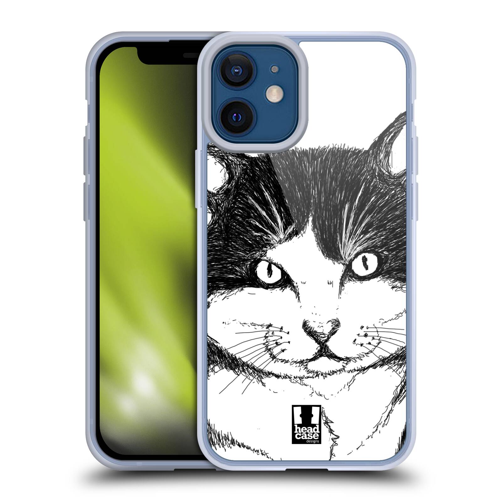 Plastový obal na mobil Apple Iphone 12 MINI vzor Kreslená zvířátka černá a bílá kočka
