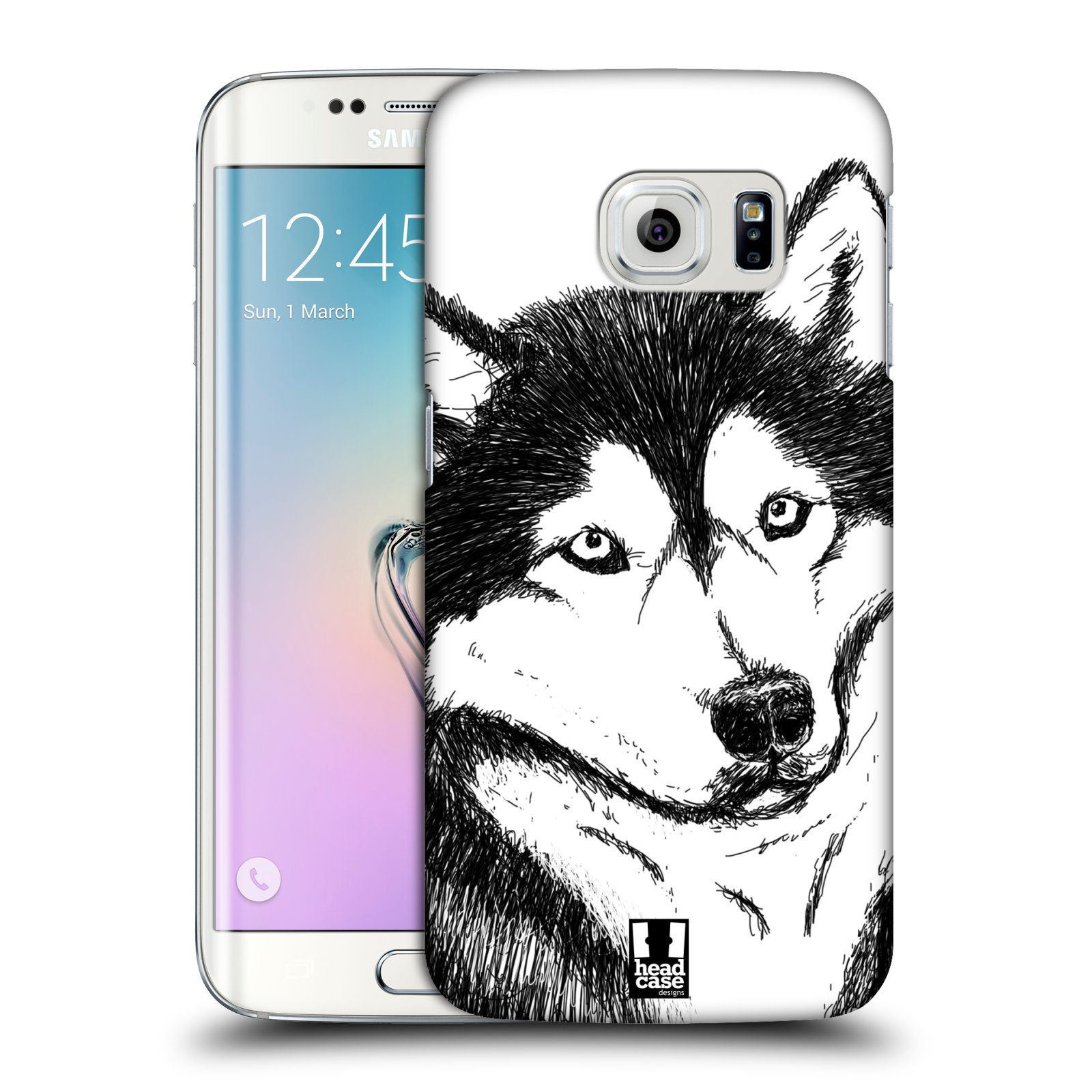 HEAD CASE plastový obal na mobil SAMSUNG Galaxy S6 EDGE (G9250, G925, G925F) vzor Kreslená zvířátka černá a bílá pes husky