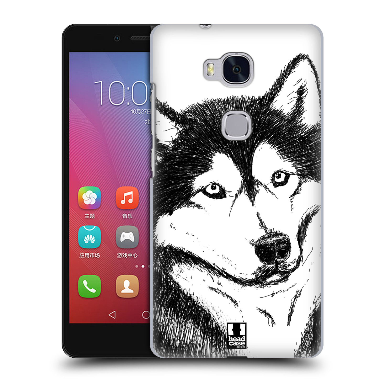 HEAD CASE pevný plastový obal na mobil HUAWEI HONOR 5X vzor Kreslená zvířátka černá a bílá pes husky