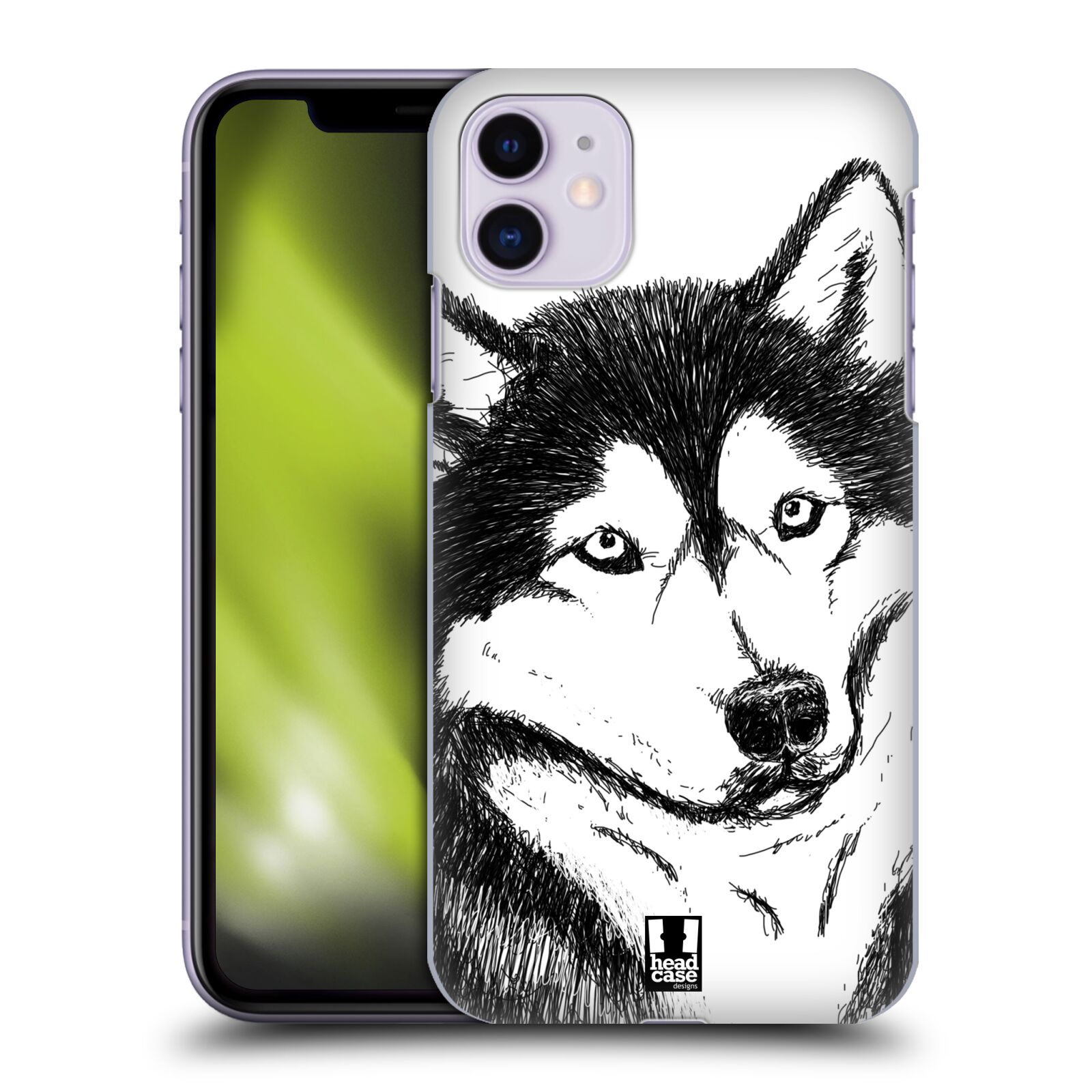 Pouzdro na mobil Apple Iphone 11 - HEAD CASE - vzor Kreslená zvířátka černá a bílá pes husky