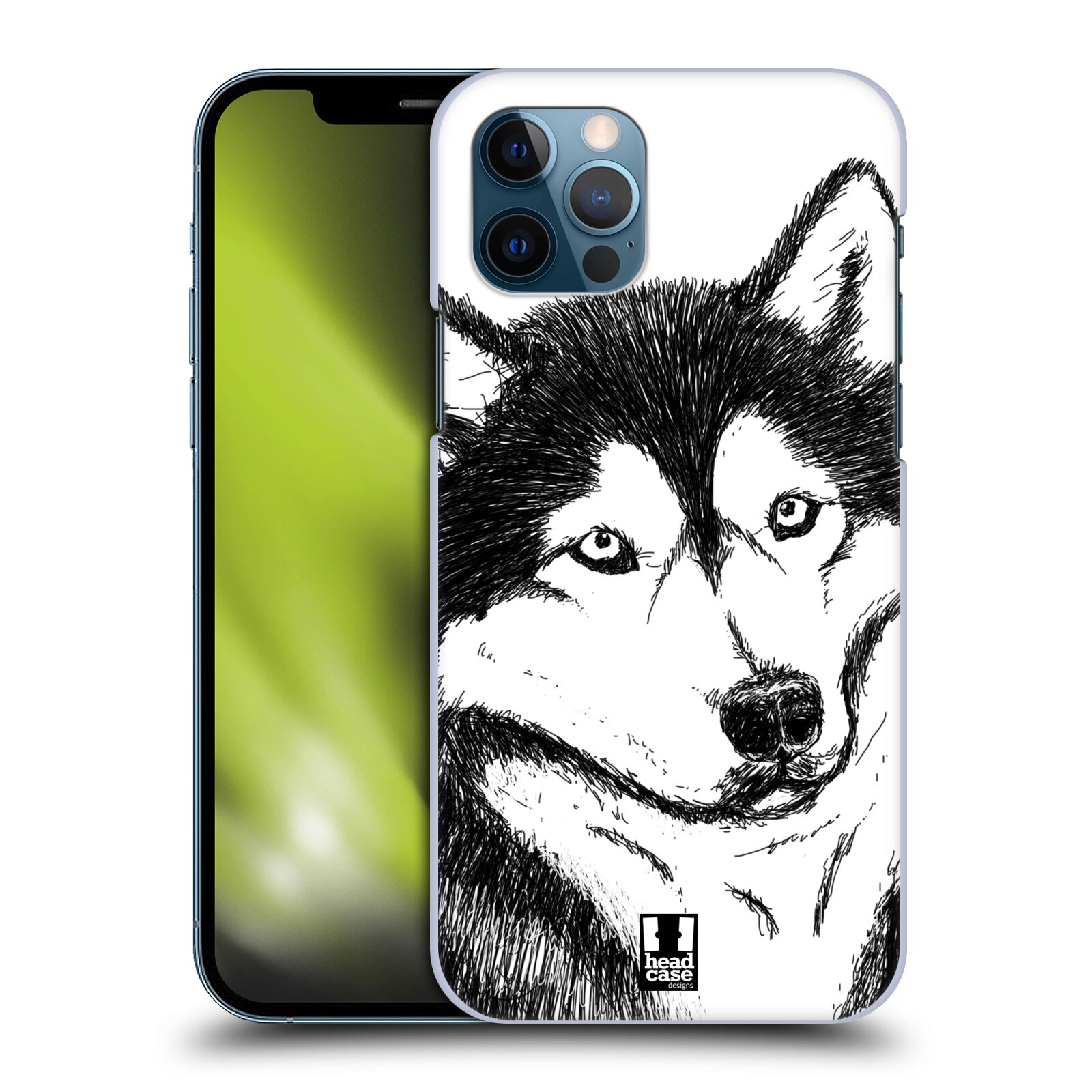HEAD CASE plastový obal na mobil Apple Iphone 12 / Iphone 12 PRO vzor Kreslená zvířátka černá a bílá pes husky