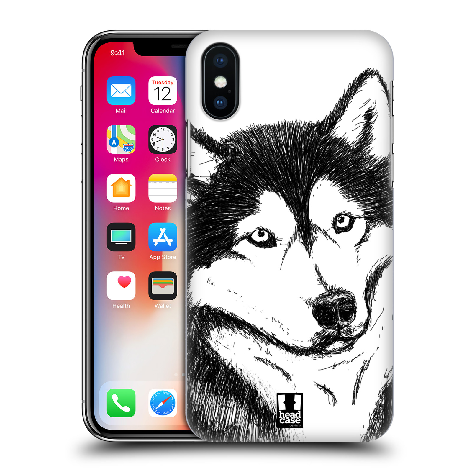 HEAD CASE plastový obal na mobil Apple Iphone X / XS vzor Kreslená zvířátka černá a bílá pes husky