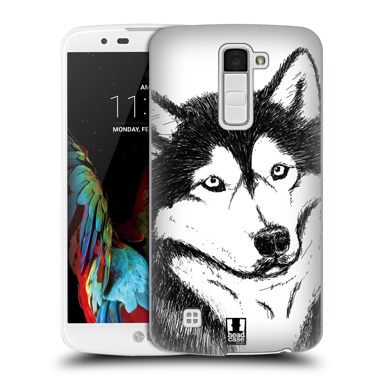 HEAD CASE plastový obal na mobil LG K10 vzor Kreslená zvířátka černá a bílá pes husky