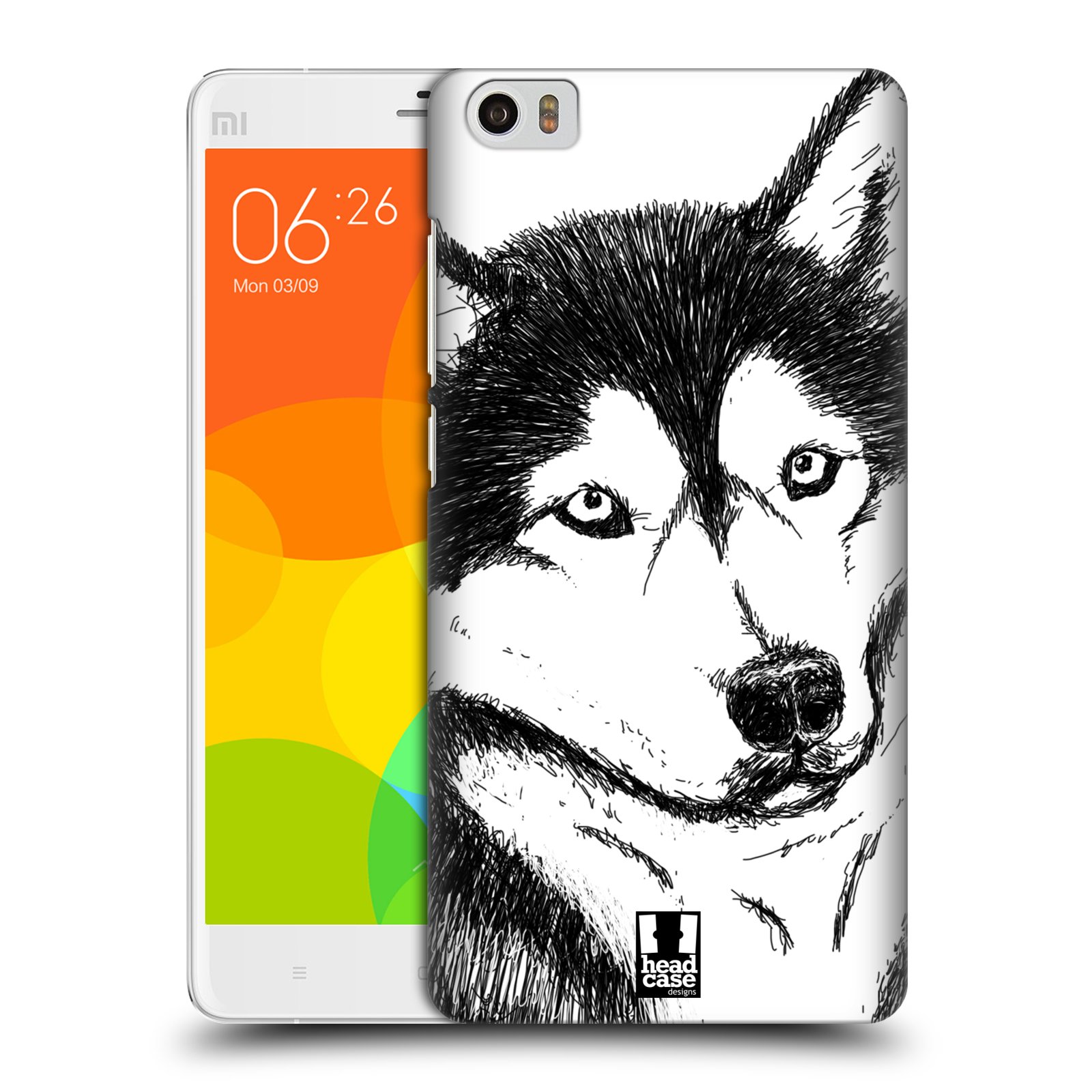 HEAD CASE pevný plastový obal na mobil XIAOMI Mi Note vzor Kreslená zvířátka černá a bílá pes husky