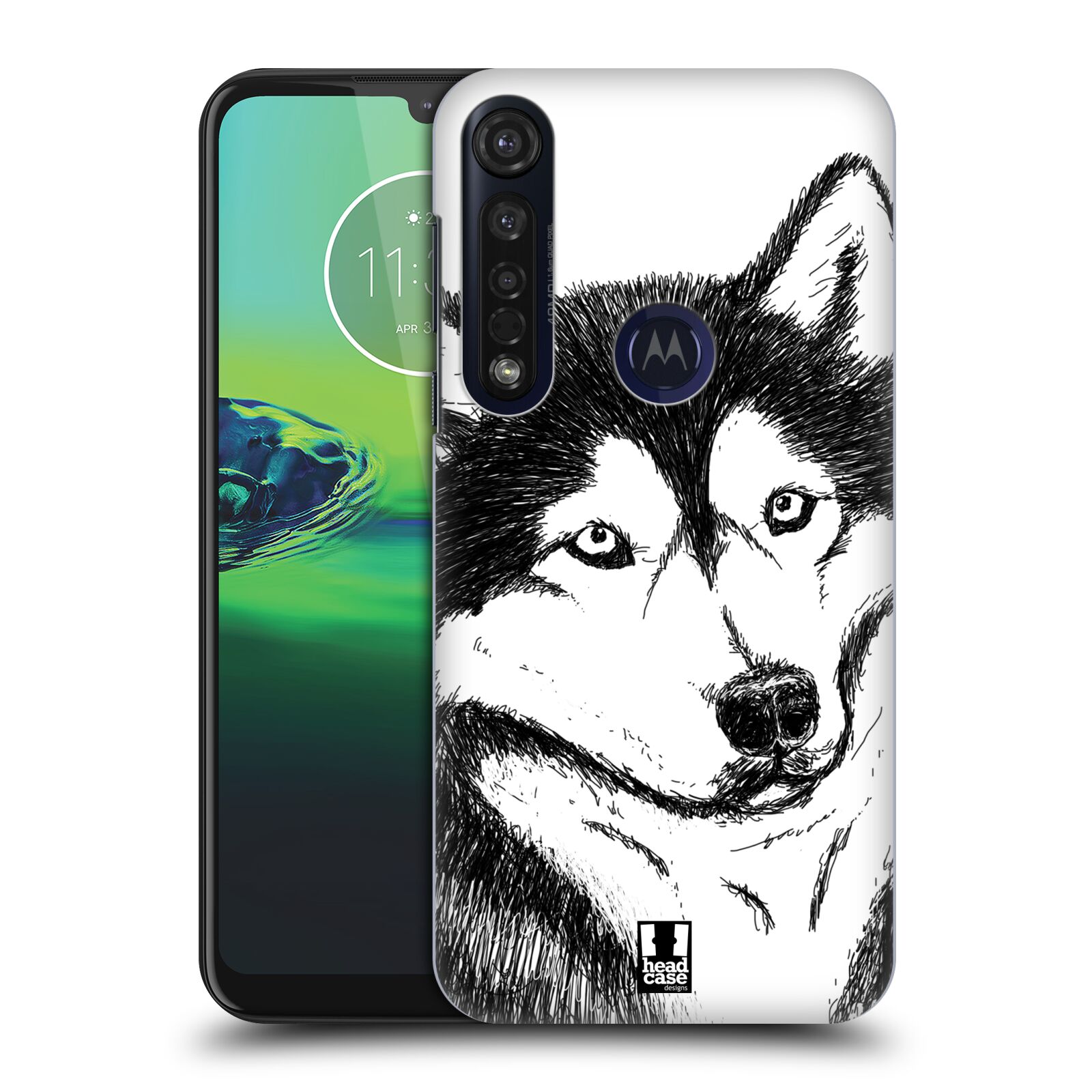 Pouzdro na mobil Motorola Moto G8 PLUS - HEAD CASE - vzor Kreslená zvířátka černá a bílá pes husky