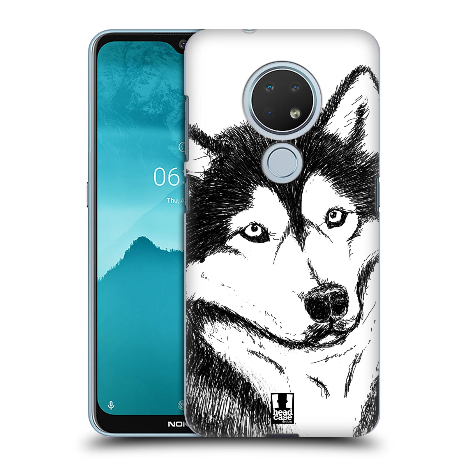 Pouzdro na mobil Nokia 6.2 - HEAD CASE - vzor Kreslená zvířátka černá a bílá pes husky