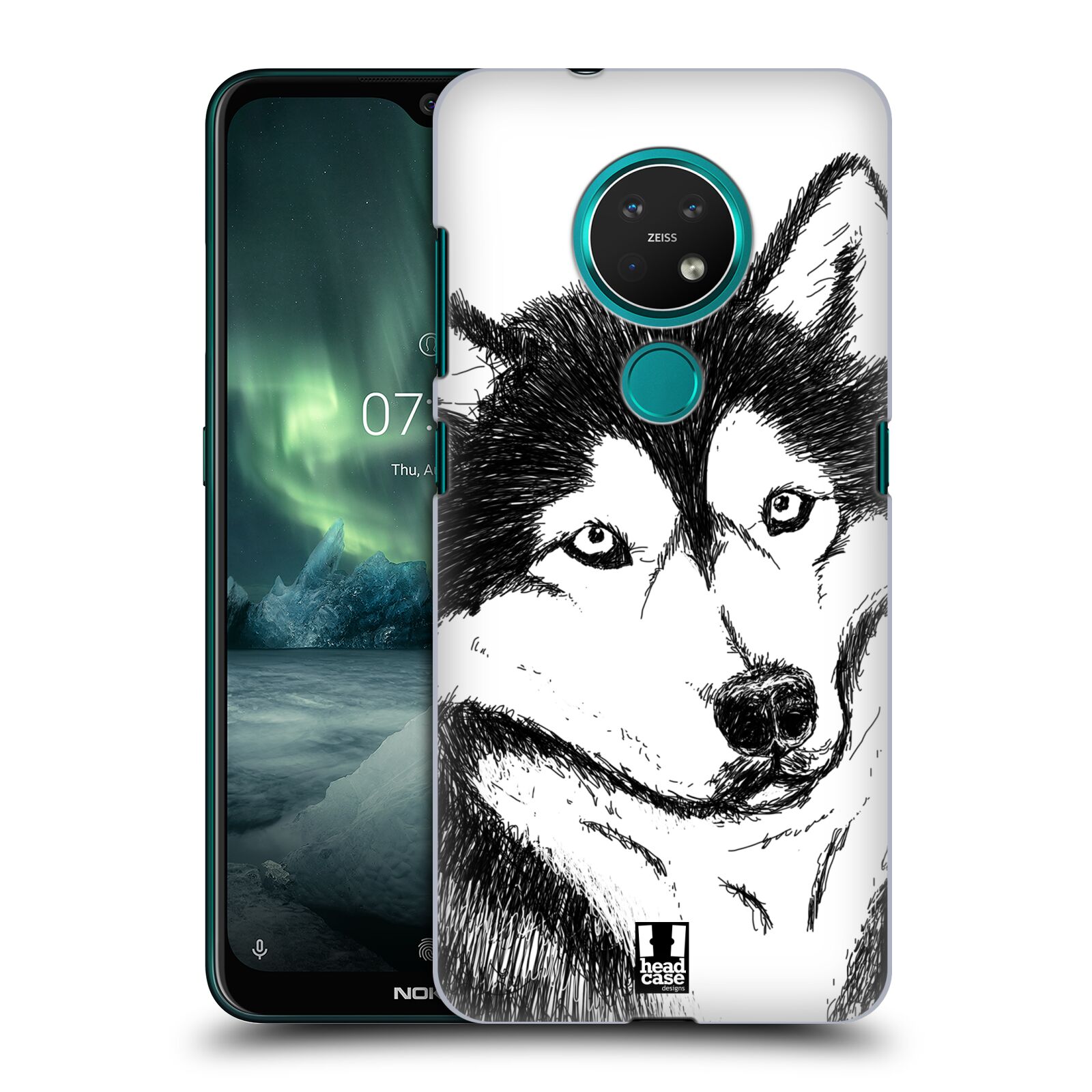 Pouzdro na mobil NOKIA 7.2 - HEAD CASE - vzor Kreslená zvířátka černá a bílá pes husky