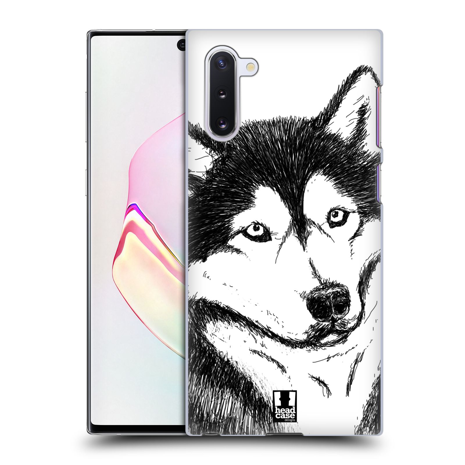 Pouzdro na mobil Samsung Galaxy Note 10 - HEAD CASE - vzor Kreslená zvířátka černá a bílá pes husky