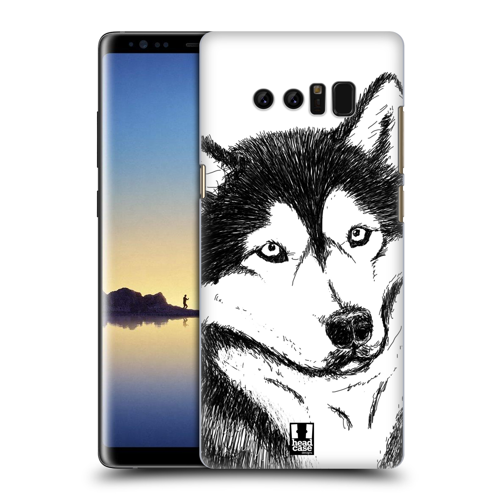 HEAD CASE plastový obal na mobil Samsung Galaxy Note 8 vzor Kreslená zvířátka černá a bílá pes husky