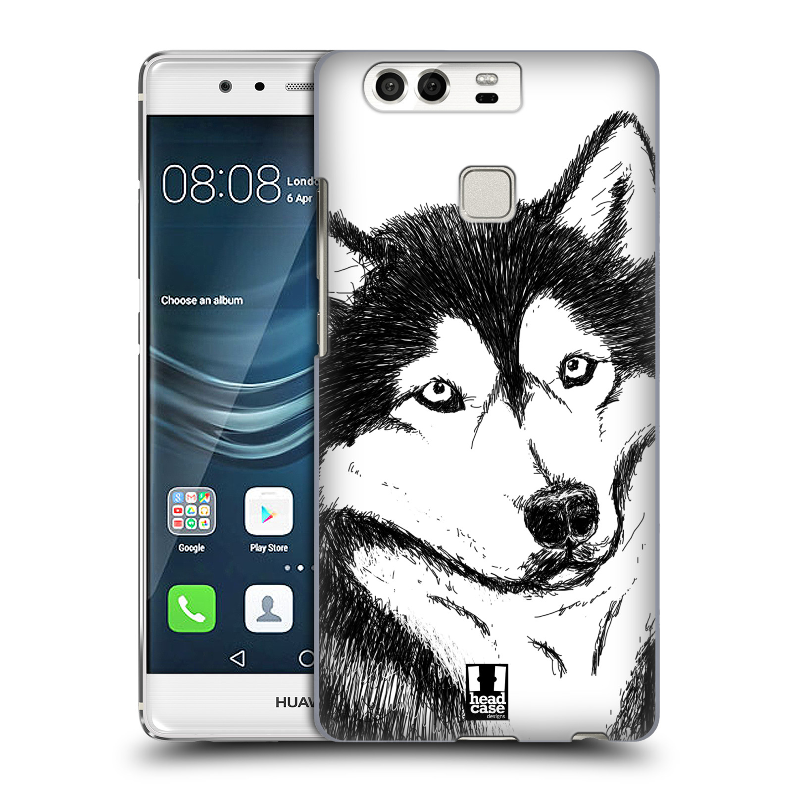 HEAD CASE plastový obal na mobil Huawei P9 / P9 DUAL SIM vzor Kreslená zvířátka černá a bílá pes husky