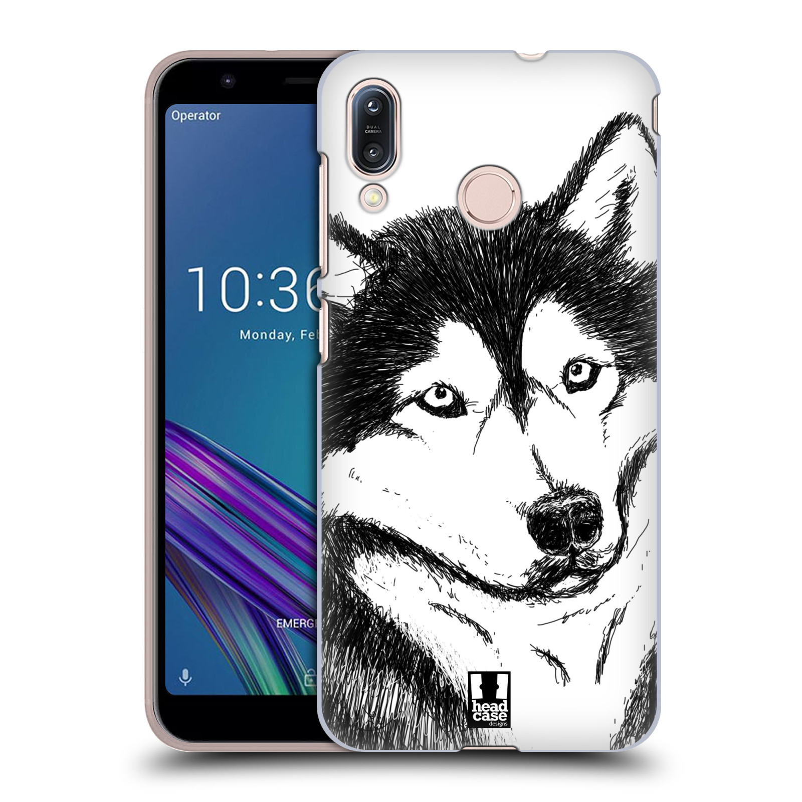 Pouzdro na mobil Asus Zenfone Max M1 (ZB555KL) - HEAD CASE - vzor Kreslená zvířátka černá a bílá pes husky