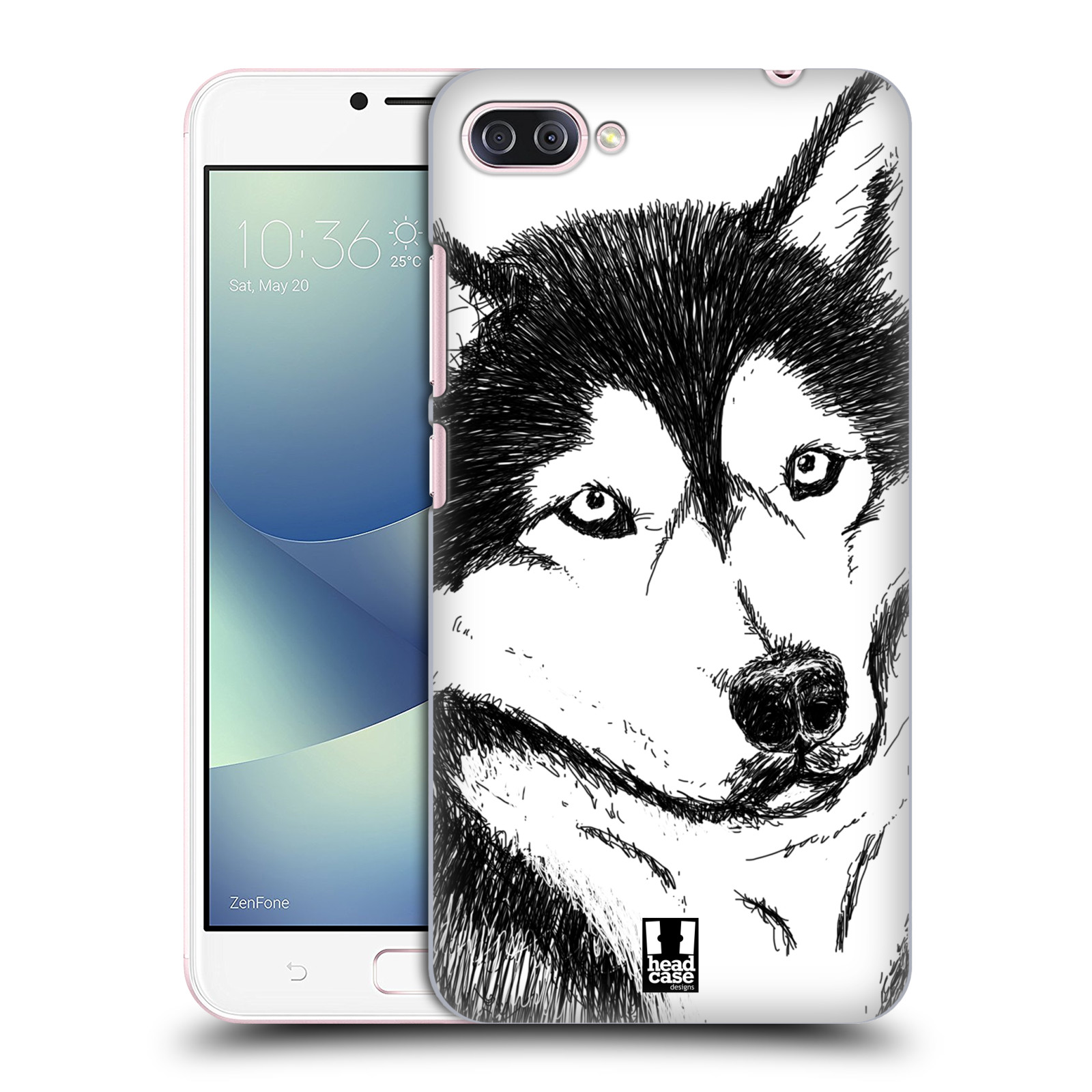 HEAD CASE plastový obal na mobil Asus Zenfone 4 MAX ZC554KL vzor Kreslená zvířátka černá a bílá pes husky