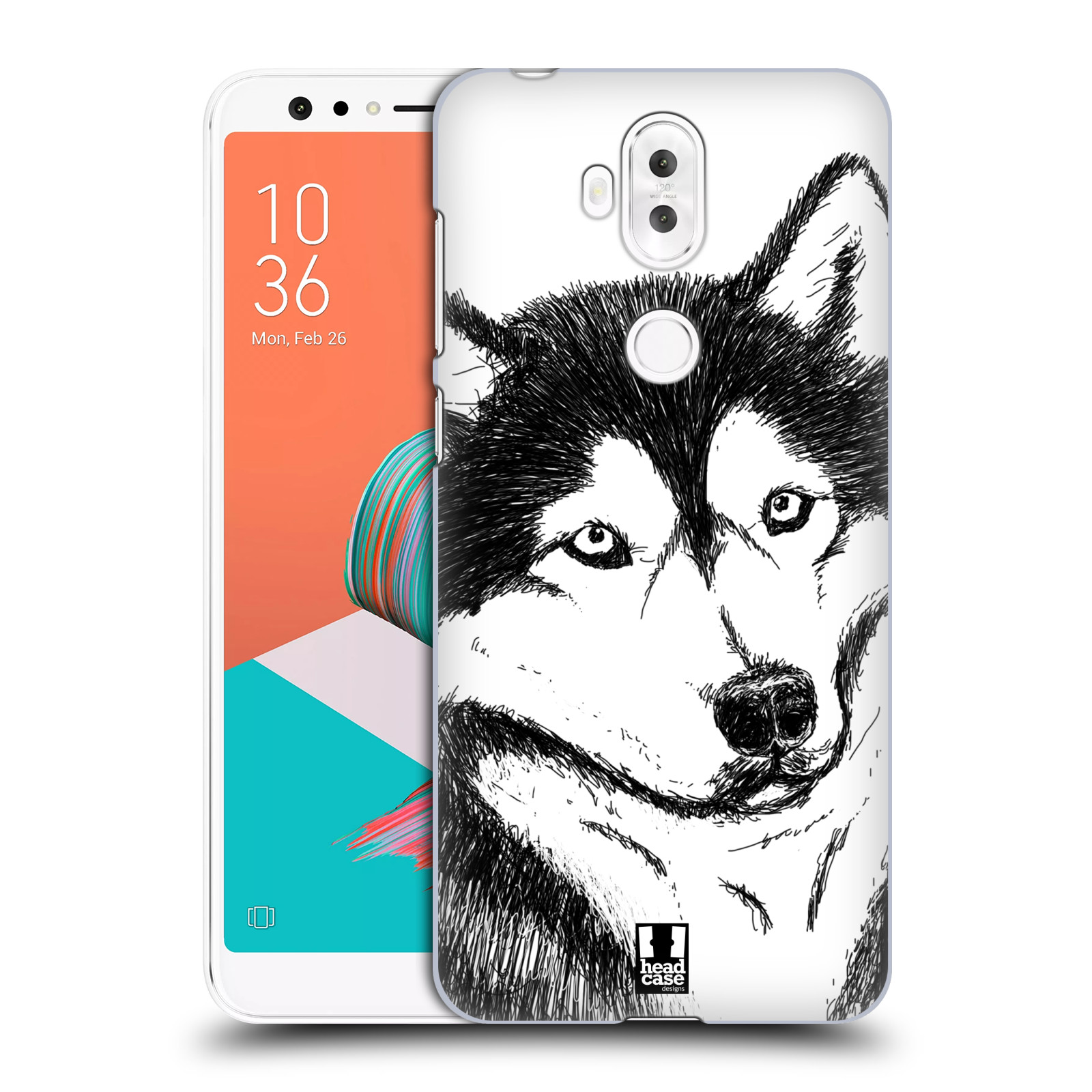 HEAD CASE plastový obal na mobil Asus Zenfone 5 LITE ZC600KL vzor Kreslená zvířátka černá a bílá pes husky