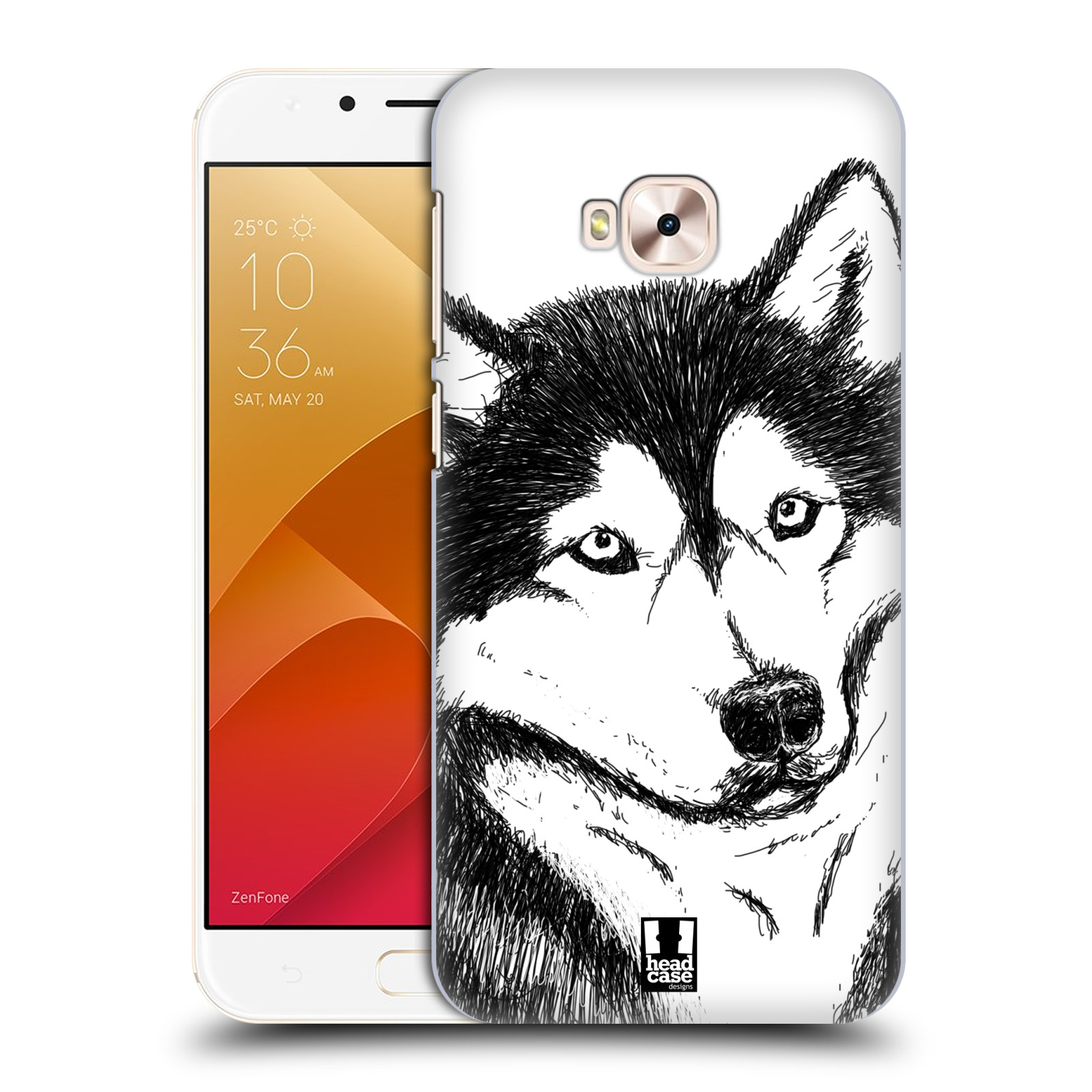 HEAD CASE plastový obal na mobil Asus Zenfone 4 Selfie Pro ZD552KL vzor Kreslená zvířátka černá a bílá pes husky