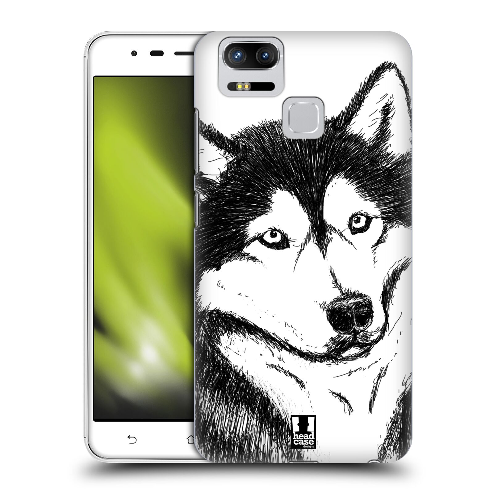 HEAD CASE plastový obal na mobil Asus Zenfone 3 Zoom ZE553KL vzor Kreslená zvířátka černá a bílá pes husky