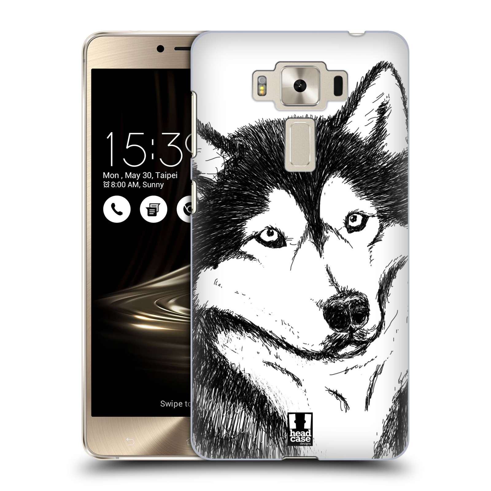HEAD CASE plastový obal na mobil Asus Zenfone 3 DELUXE ZS550KL vzor Kreslená zvířátka černá a bílá pes husky
