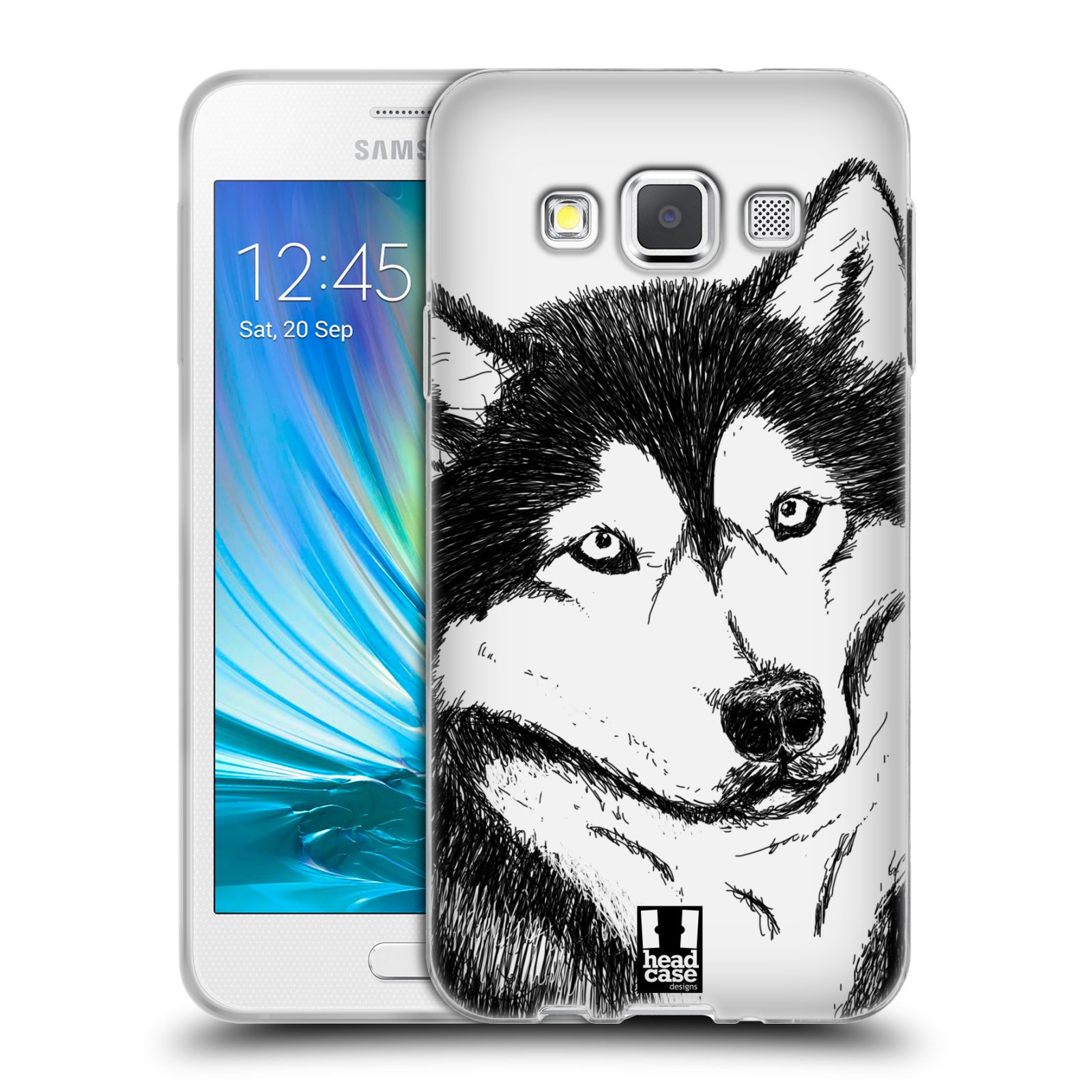 HEAD CASE silikonový obal na mobil Samsung Galaxy A3 vzor Kreslená zvířátka černá a bílá pes husky