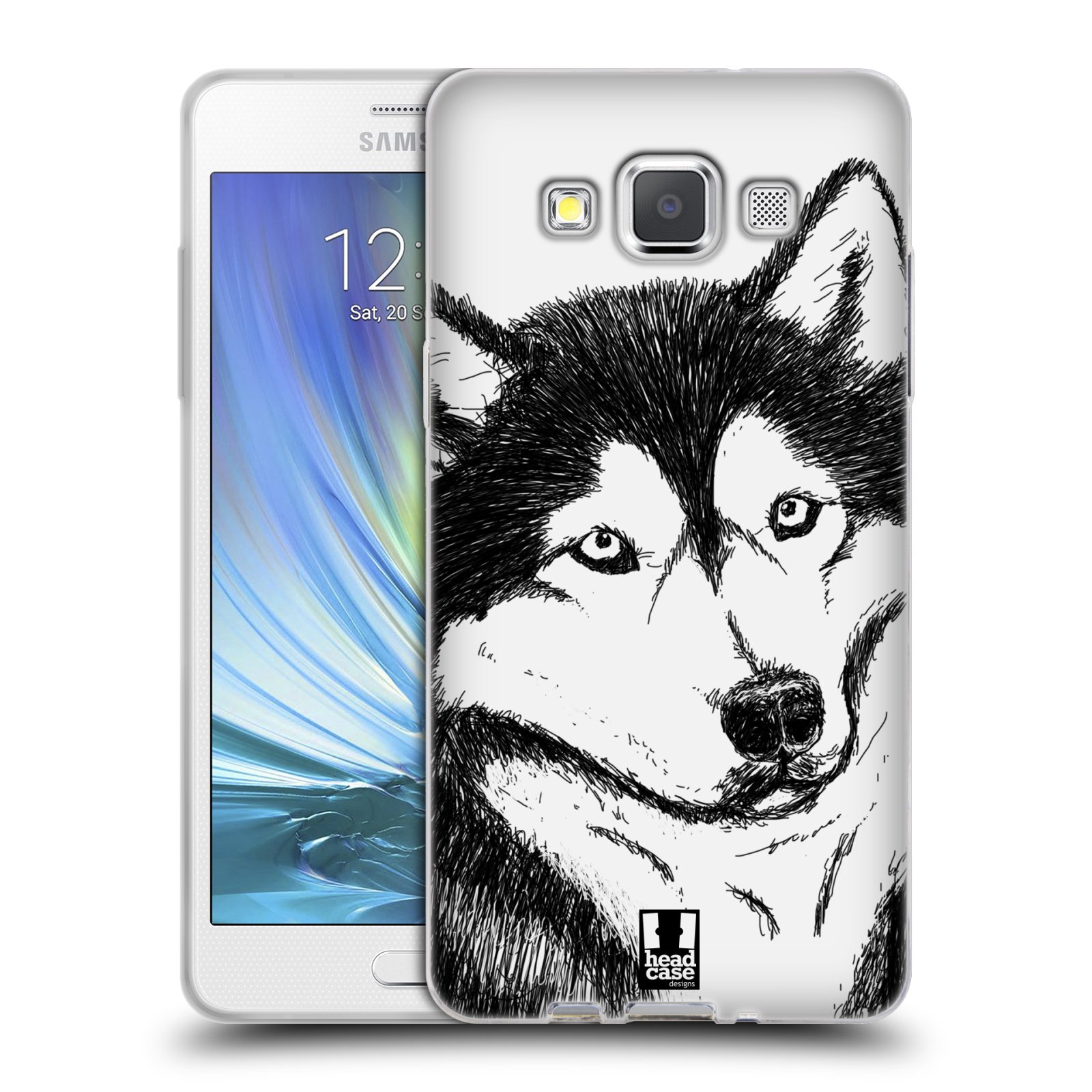 HEAD CASE silikonový obal na mobil Samsung Galaxy A5 vzor Kreslená zvířátka černá a bílá pes husky