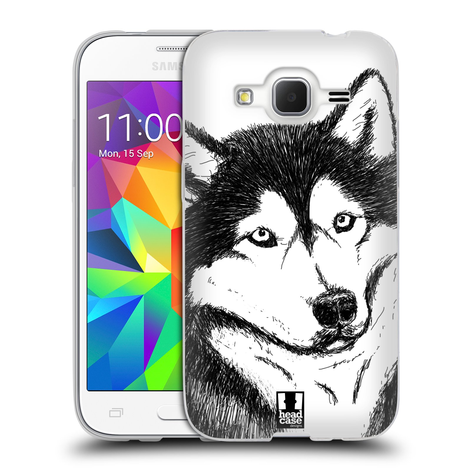 HEAD CASE silikonový obal na mobil Samsung Galaxy Core Prime (G360) vzor Kreslená zvířátka černá a bílá pes husky
