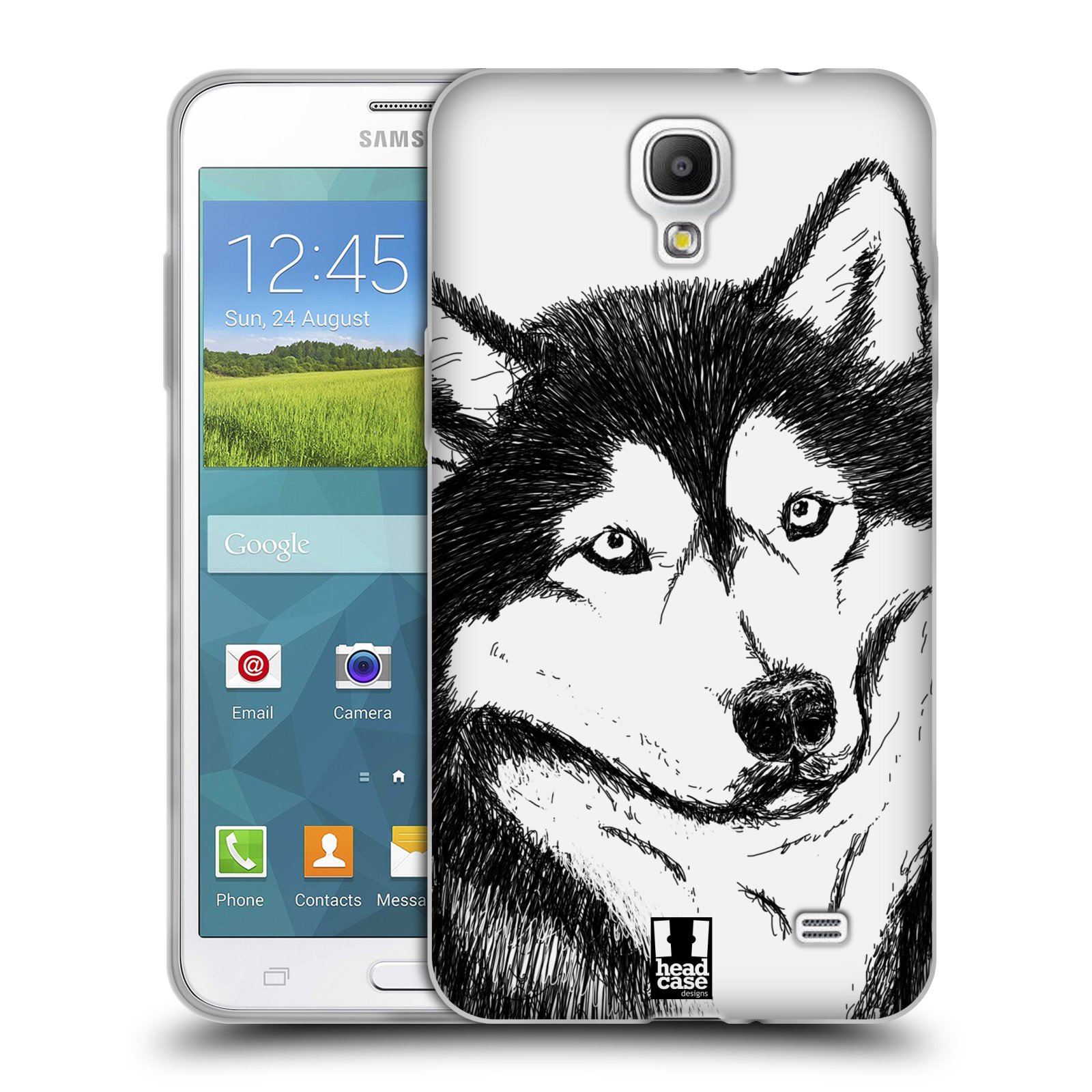 HEAD CASE silikonový obal na mobil Samsung Galaxy Mega 2 vzor Kreslená zvířátka černá a bílá pes husky