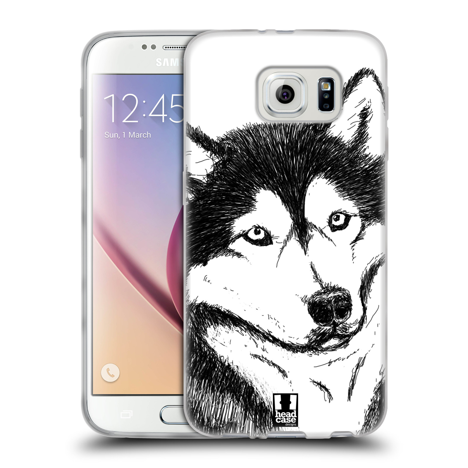 HEAD CASE silikonový obal na mobil Samsung Galaxy S6 vzor Kreslená zvířátka černá a bílá pes husky