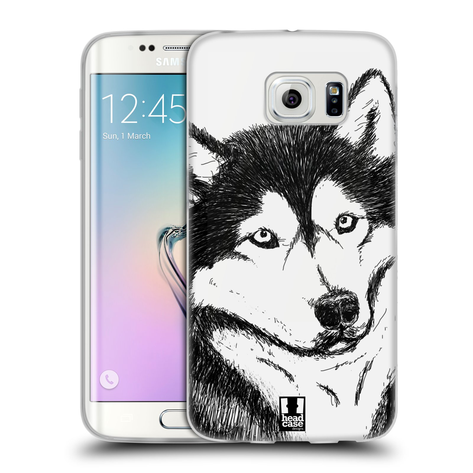 HEAD CASE silikonový obal na mobil Samsung Galaxy S6 EDGE vzor Kreslená zvířátka černá a bílá pes husky