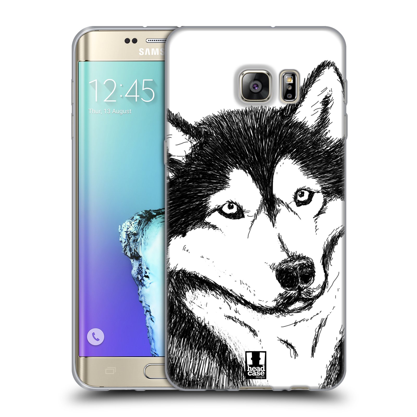 HEAD CASE silikonový obal na mobil Samsung Galaxy S6 EDGE PLUS vzor Kreslená zvířátka černá a bílá pes husky