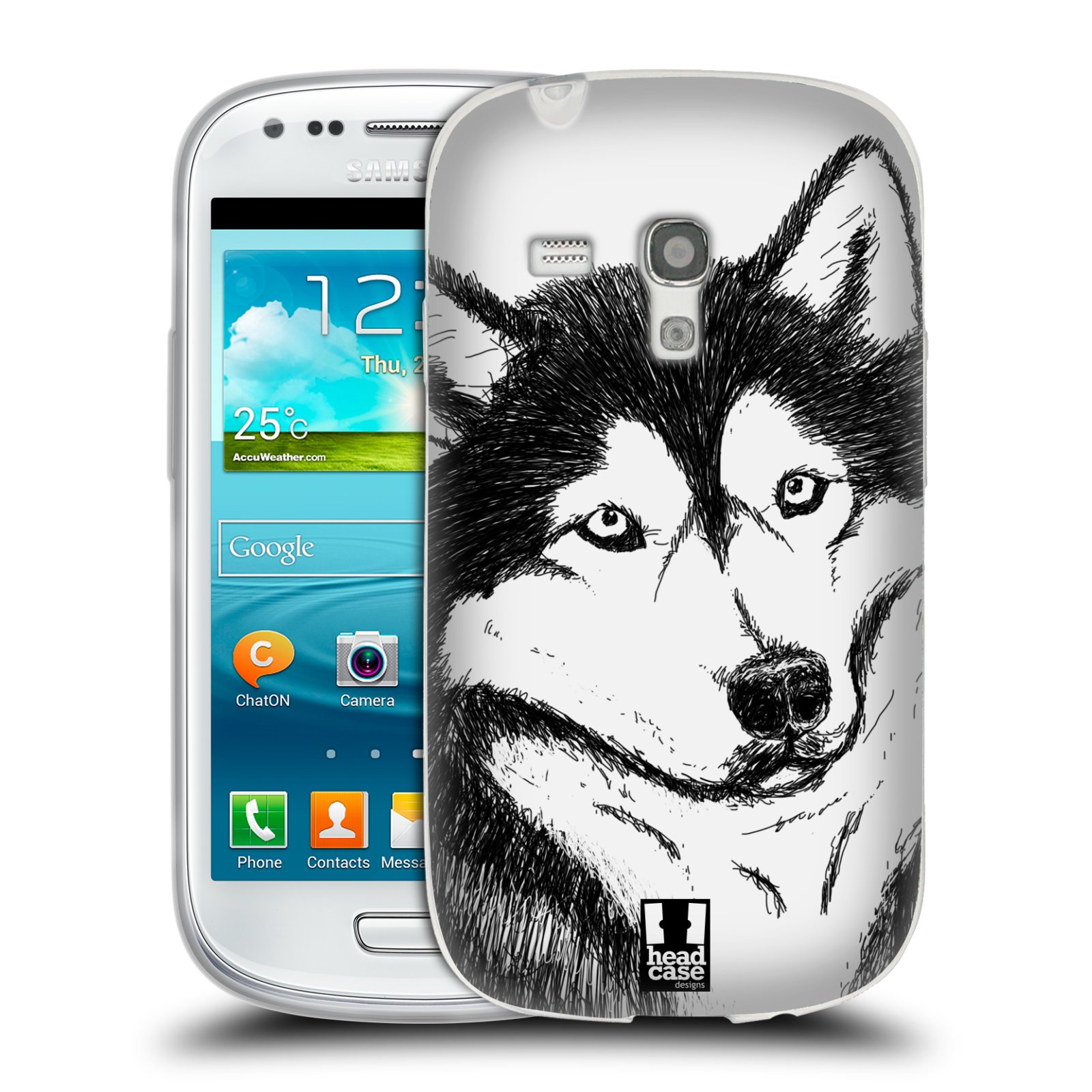 HEAD CASE silikonový obal na mobil Samsung Galaxy S3 MINI i8190 vzor Kreslená zvířátka černá a bílá pes husky