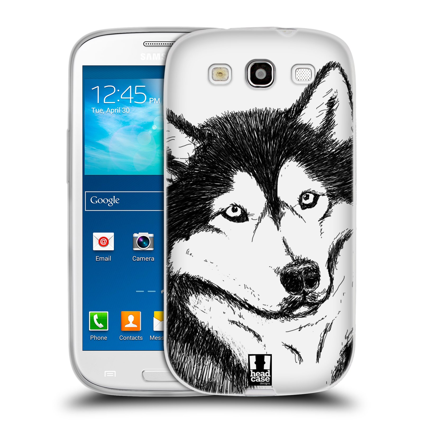 HEAD CASE silikonový obal na mobil Samsung Galaxy S3 i9300 vzor Kreslená zvířátka černá a bílá pes husky