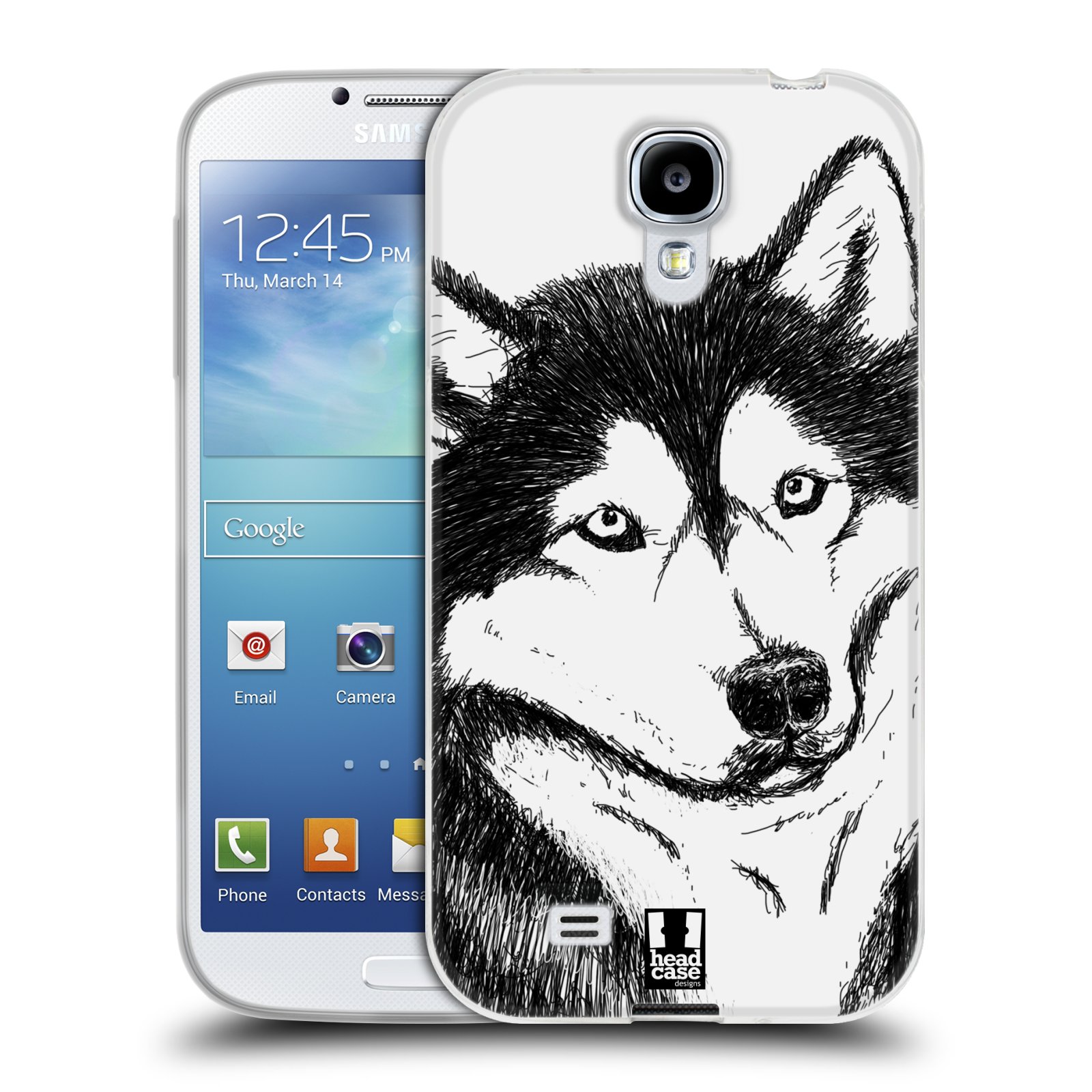 HEAD CASE silikonový obal na mobil Samsung Galaxy S4 i9500 vzor Kreslená zvířátka černá a bílá pes husky