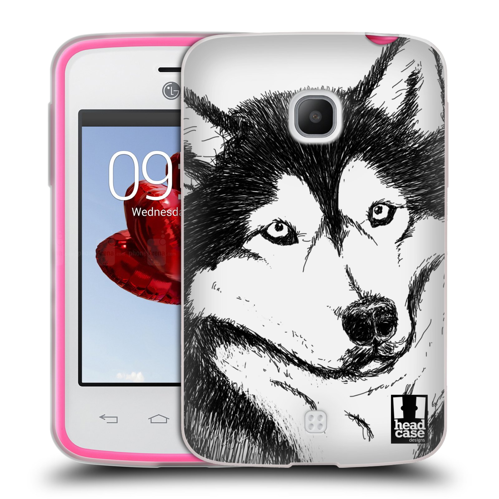 HEAD CASE silikonový obal na mobil LG L30 vzor Kreslená zvířátka černá a bílá pes husky