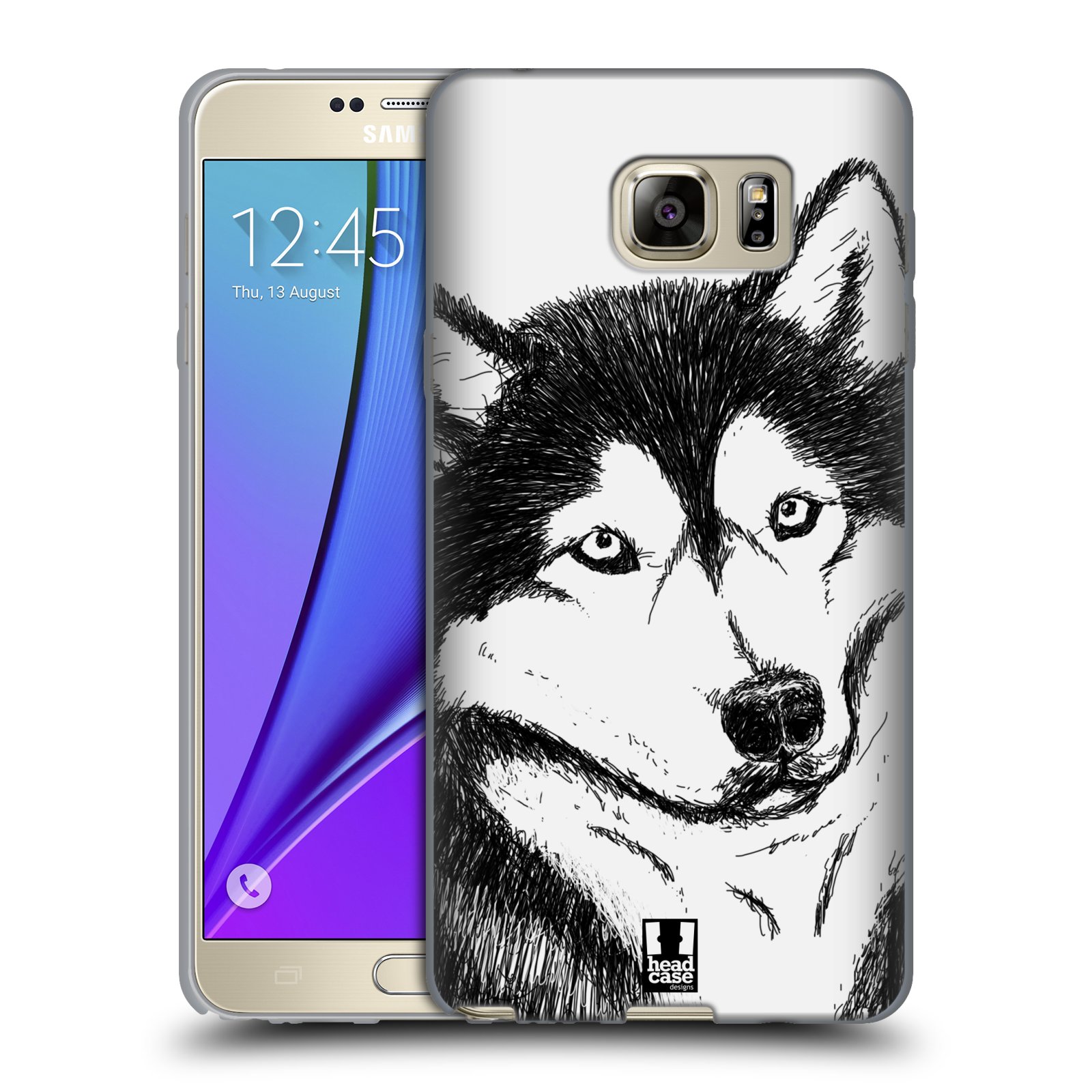 HEAD CASE silikonový obal na mobil Samsung Galaxy Note 5 (N920) vzor Kreslená zvířátka černá a bílá pes husky