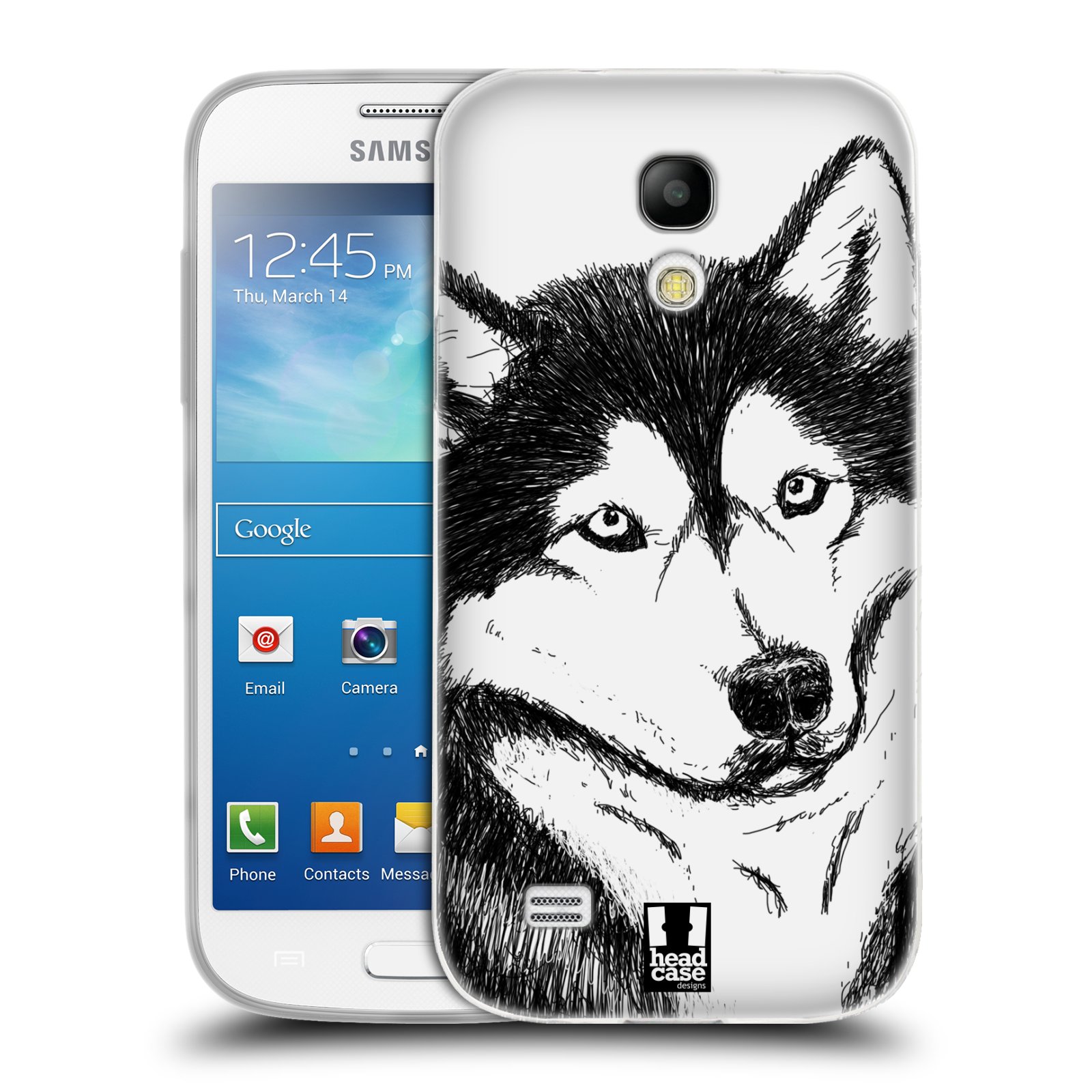 HEAD CASE silikonový obal na mobil Samsung Galaxy S4 MINI vzor Kreslená zvířátka černá a bílá pes husky