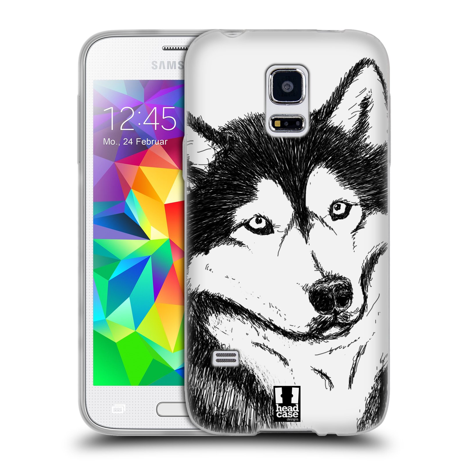 HEAD CASE silikonový obal na mobil Samsung Galaxy S5 MINI vzor Kreslená zvířátka černá a bílá pes husky