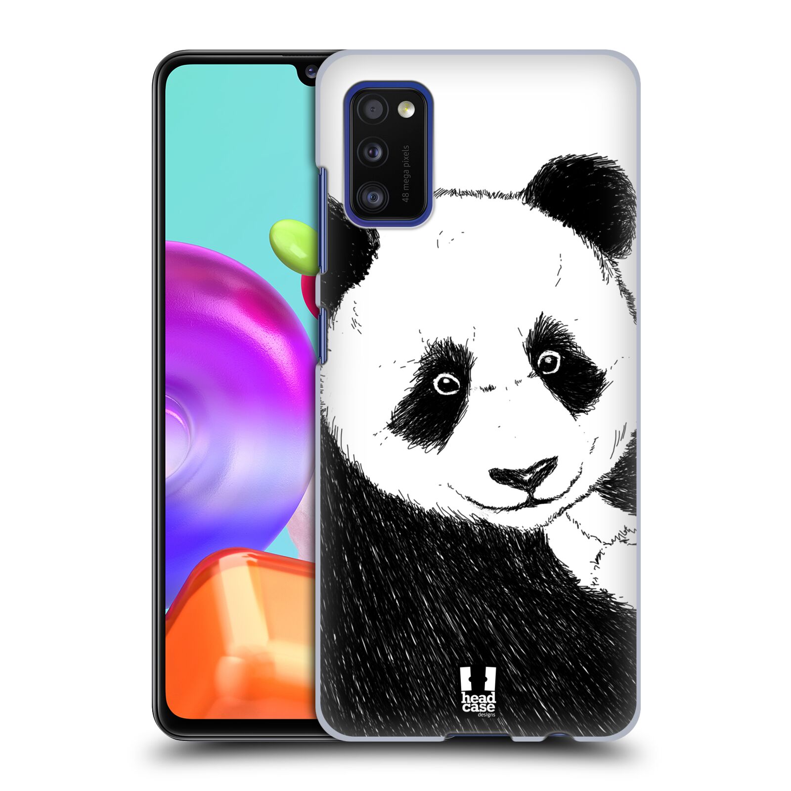 Zadní kryt na mobil Samsung Galaxy A41 vzor Kreslená zvířátka černá a bílá panda