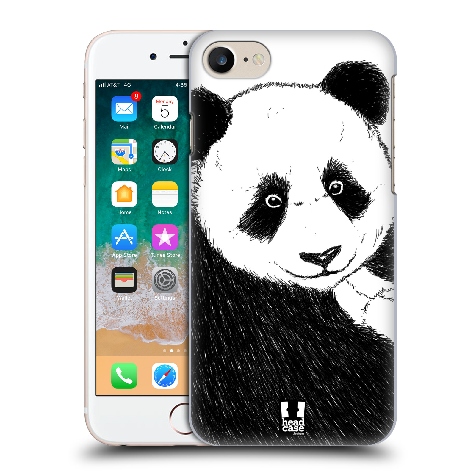 HEAD CASE plastový obal na mobil Apple Iphone 7 vzor Kreslená zvířátka černá a bílá panda