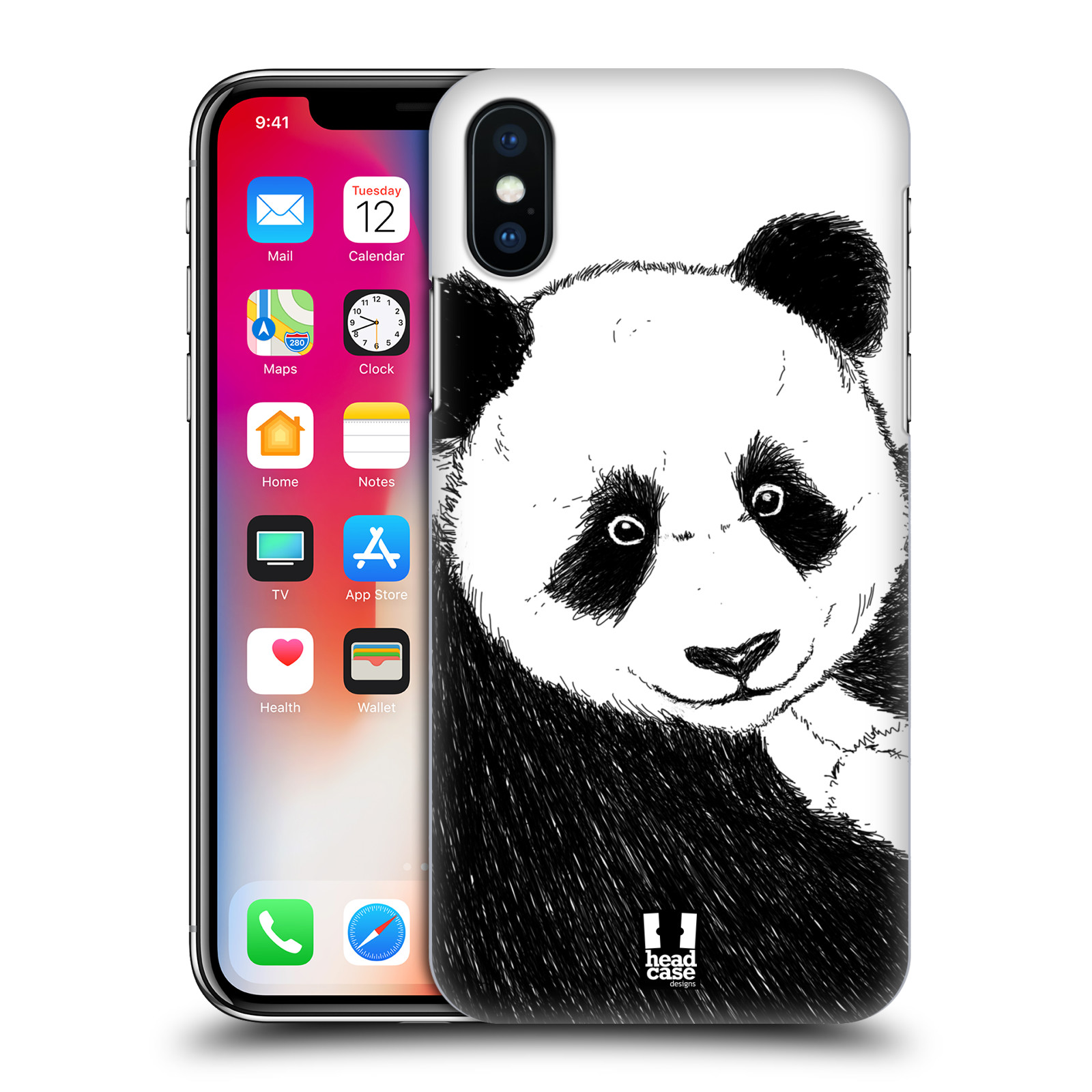 HEAD CASE plastový obal na mobil Apple Iphone X / XS vzor Kreslená zvířátka černá a bílá panda