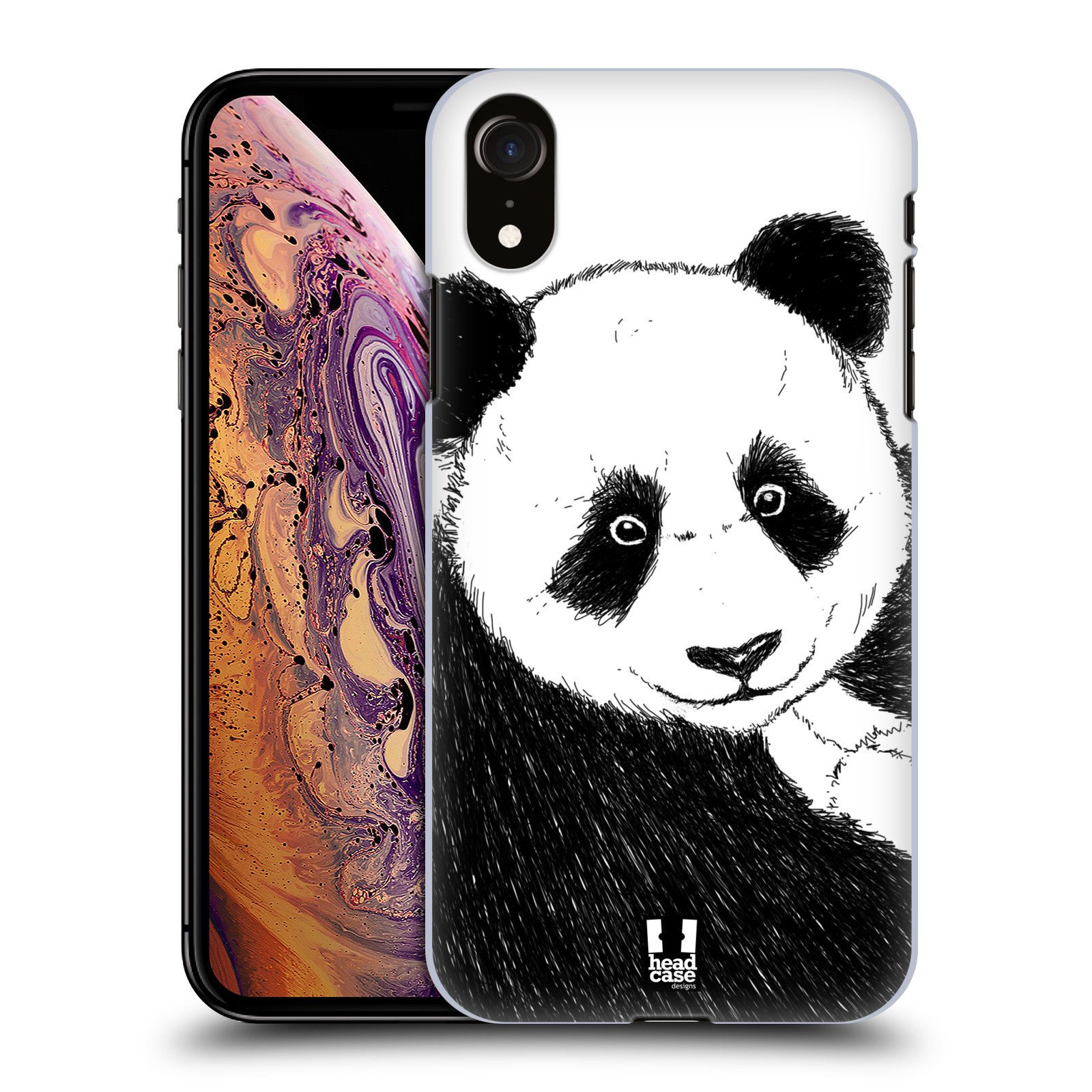 HEAD CASE plastový obal na mobil Apple Iphone XR vzor Kreslená zvířátka černá a bílá panda