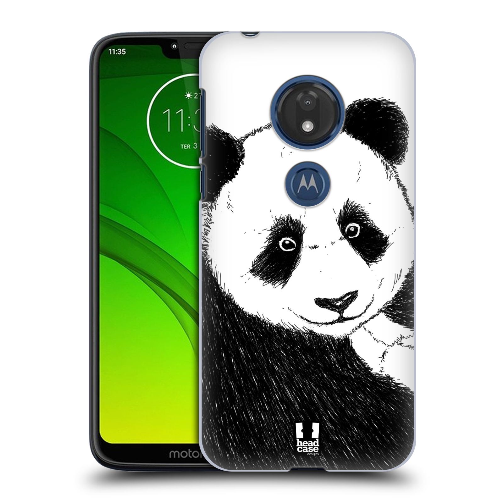 Pouzdro na mobil Motorola Moto G7 Play vzor Kreslená zvířátka černá a bílá panda