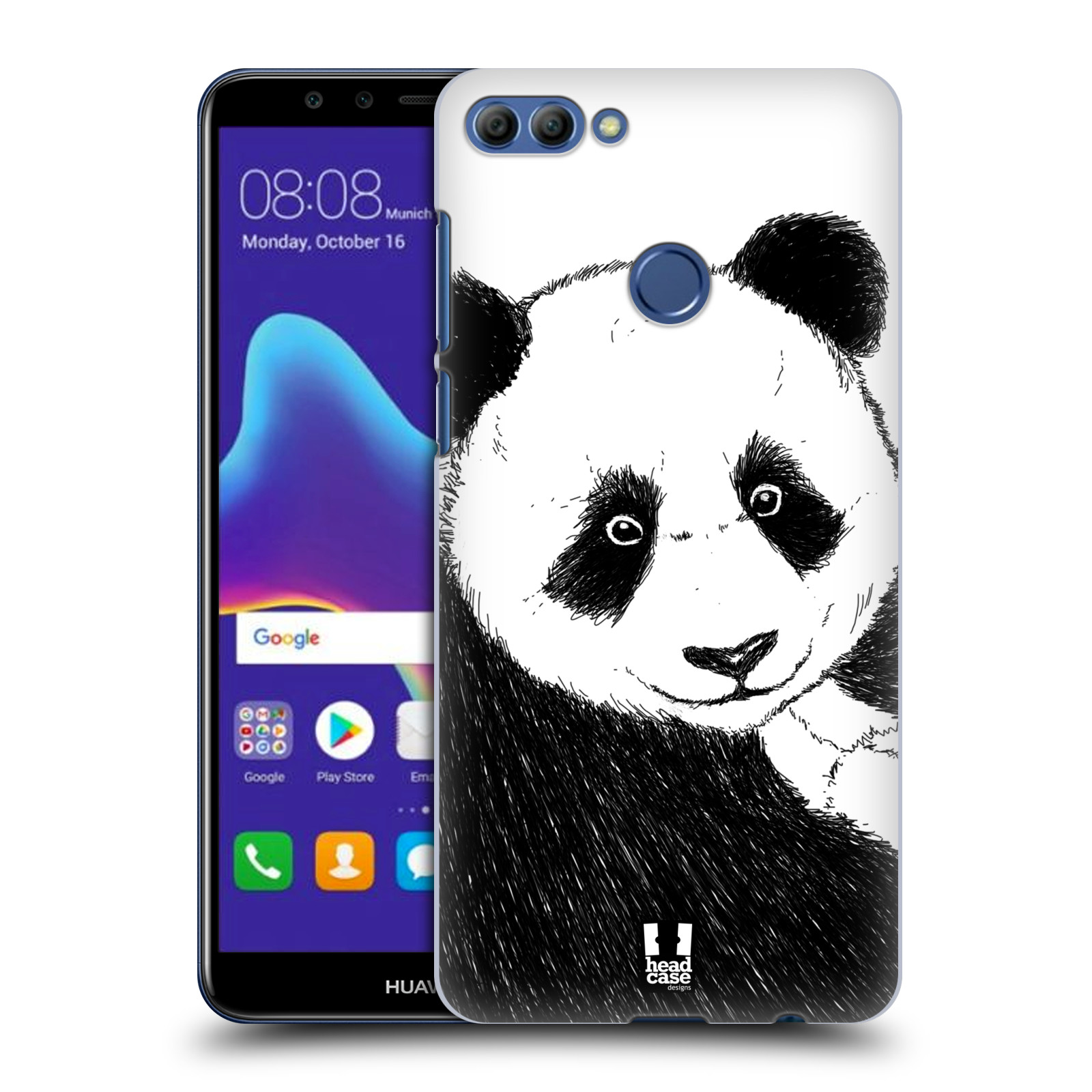 HEAD CASE plastový obal na mobil Huawei Y9 2018 vzor Kreslená zvířátka černá a bílá panda