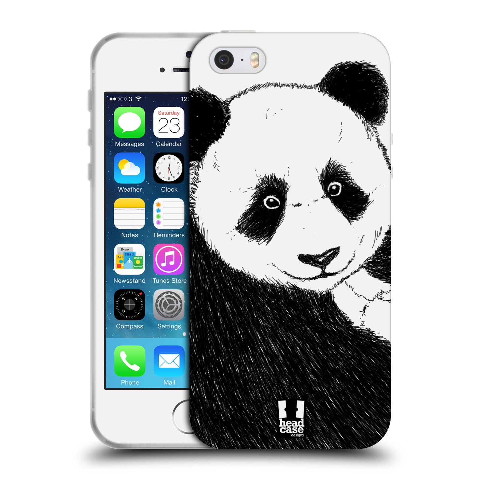 HEAD CASE silikonový obal na mobil Apple Iphone 5/5S vzor Kreslená zvířátka černá a bílá panda