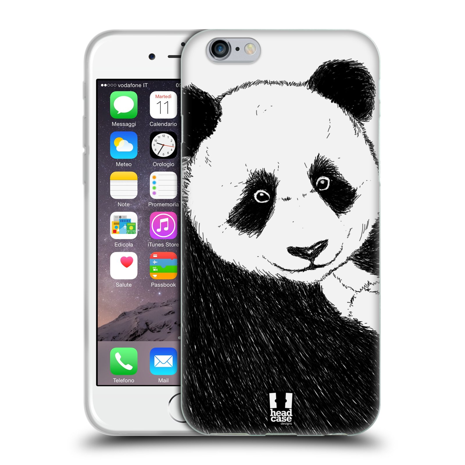 HEAD CASE silikonový obal na mobil Apple Iphone 6/6S vzor Kreslená zvířátka černá a bílá panda