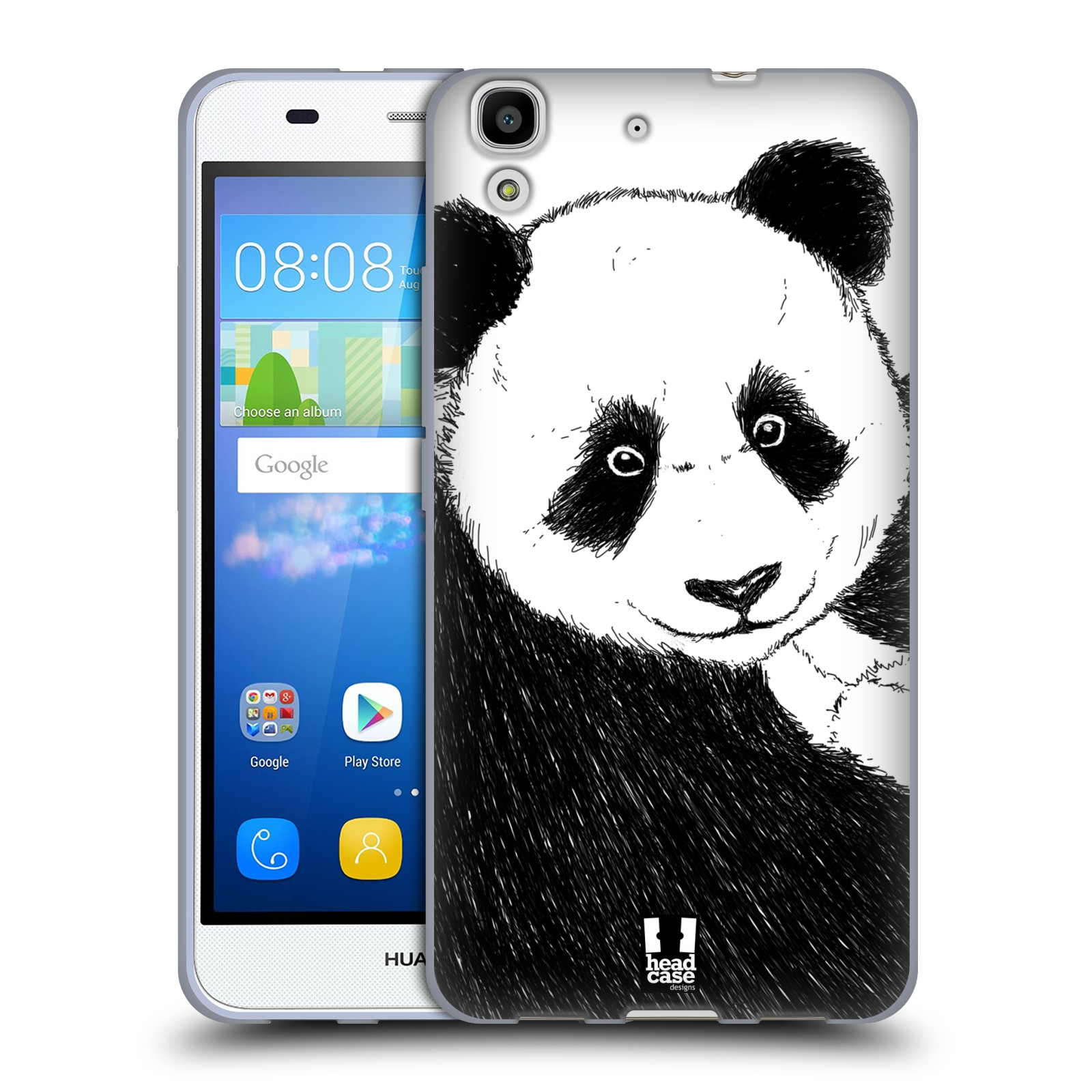 HEAD CASE silikonový obal na mobil HUAWEI Y6 vzor Kreslená zvířátka černá a bílá panda