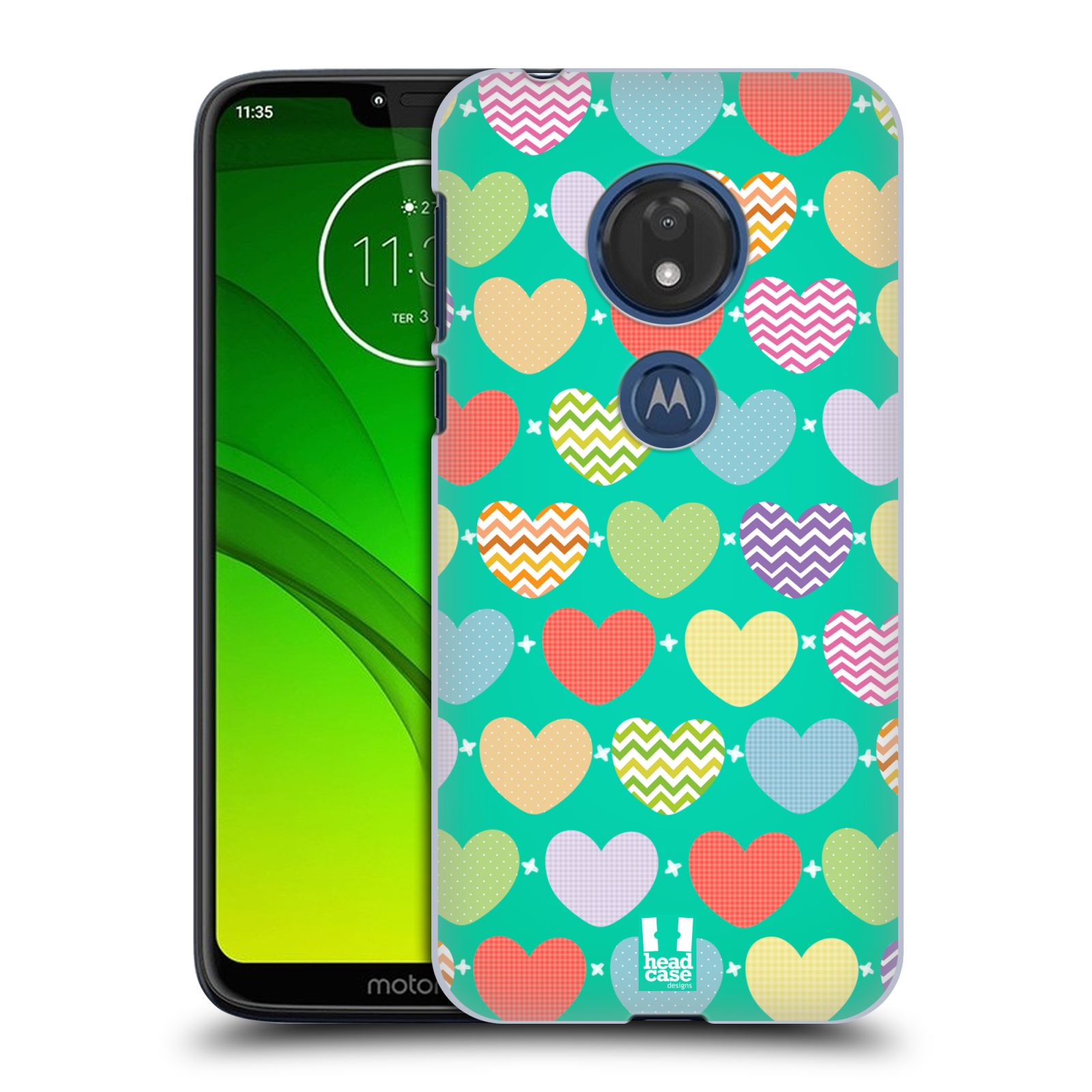 Pouzdro na mobil Motorola Moto G7 Play vzor Srdíčka ZELENÁ PROUŽKY