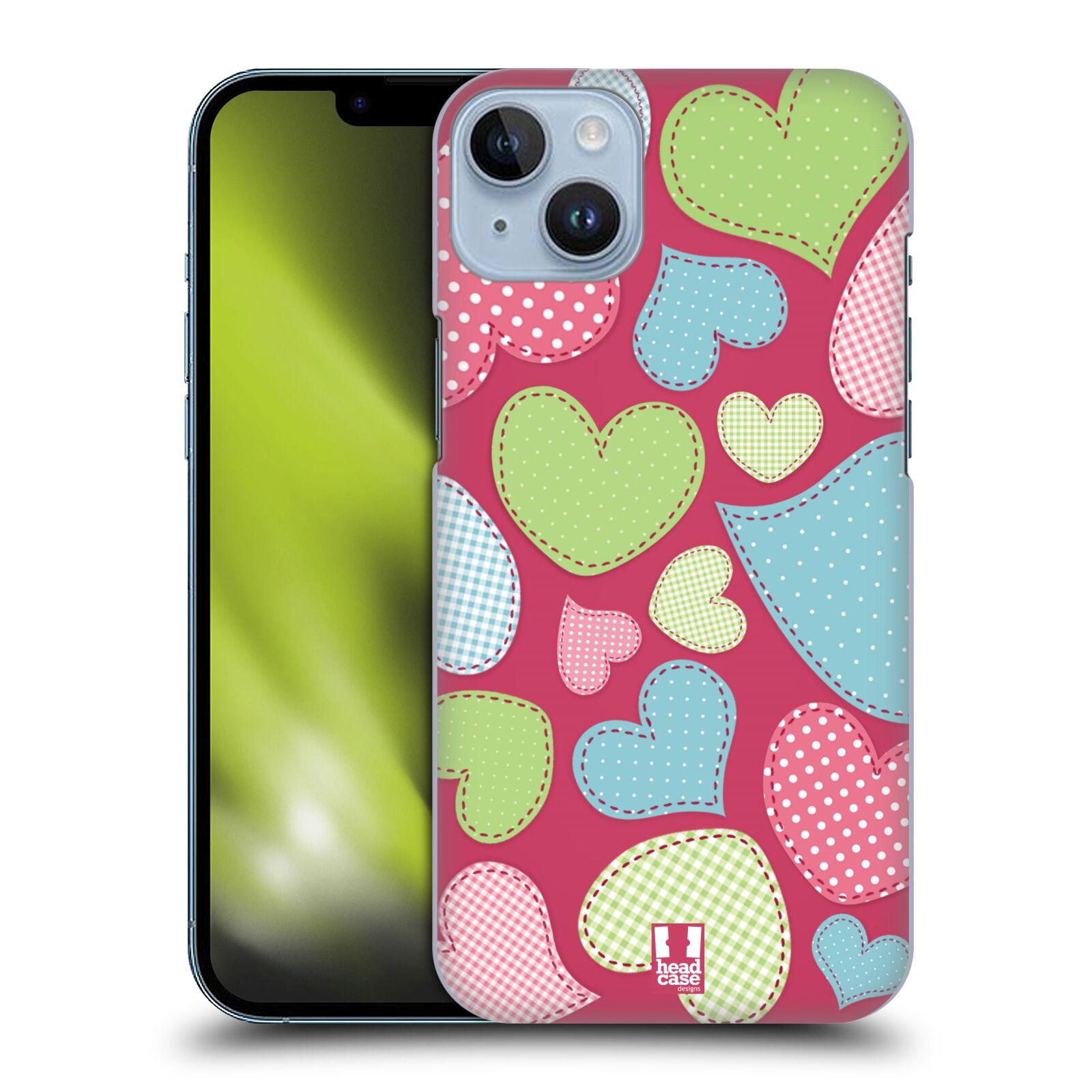Zadní obal pro mobil Apple Iphone 14 PLUS - HEAD CASE - Barevná srdce červené pozadí