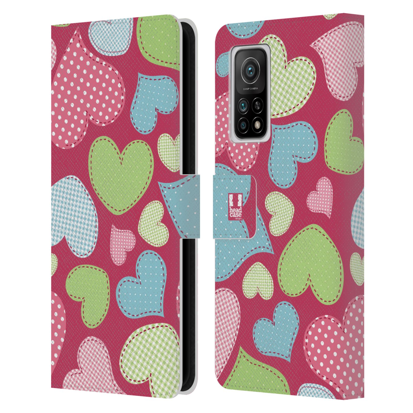 Pouzdro HEAD CASE na mobil Xiaomi Mi 10T / Mi 10T PRO vzory barevných srdíček nášivka růžová barva