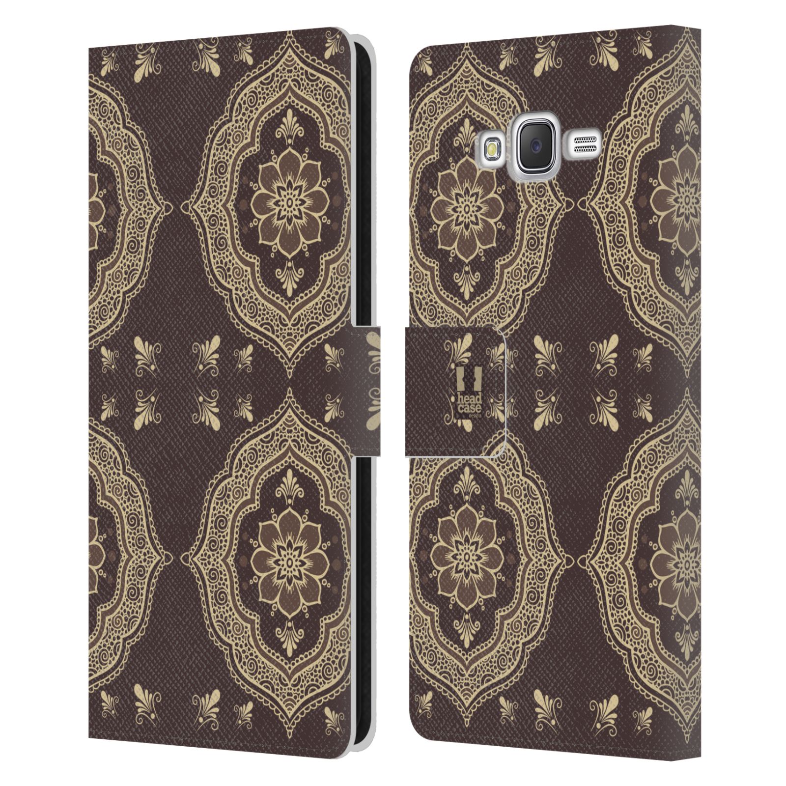 HEAD CASE Flipové pouzdro pro mobil Samsung Galaxy J7, J700 Hena kresba slunce