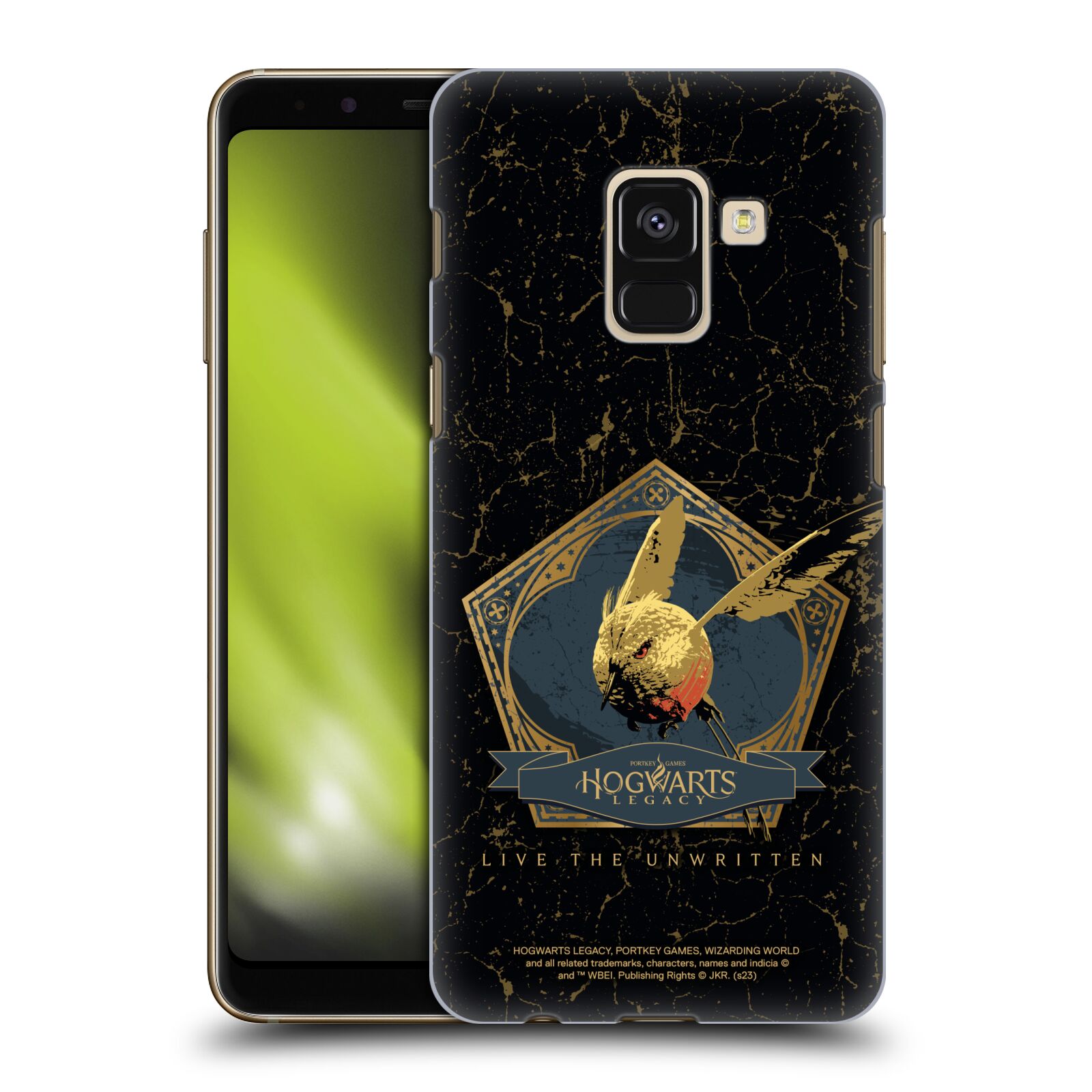 Obal na mobil Samsung Galaxy A8+ 2018, A8 PLUS 2018 - HEAD CASE - Hogwarts Legacy - zlatý ptáček