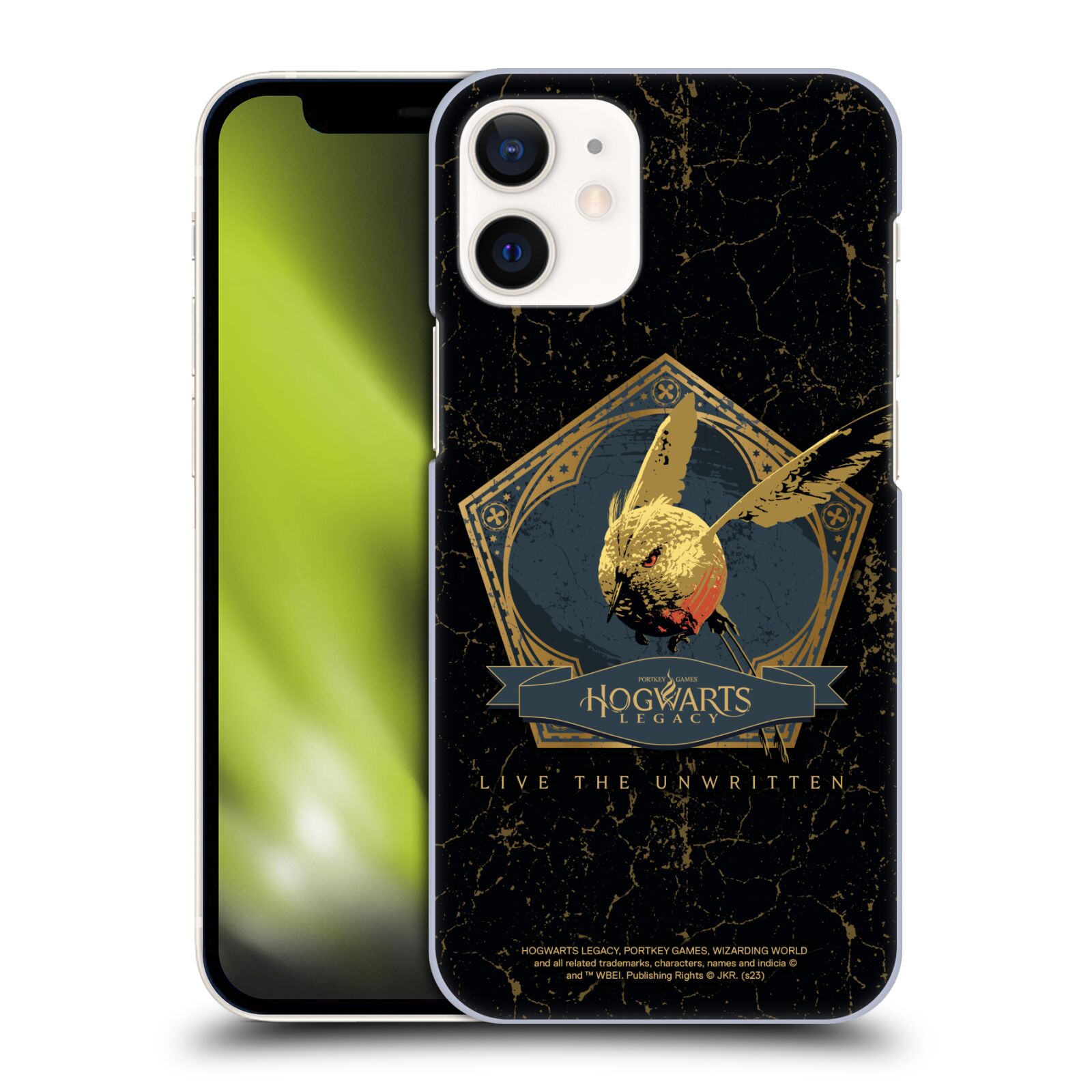 Obal na mobil Apple Iphone 12 MINI - HEAD CASE - Hogwarts Legacy - zlatý ptáček
